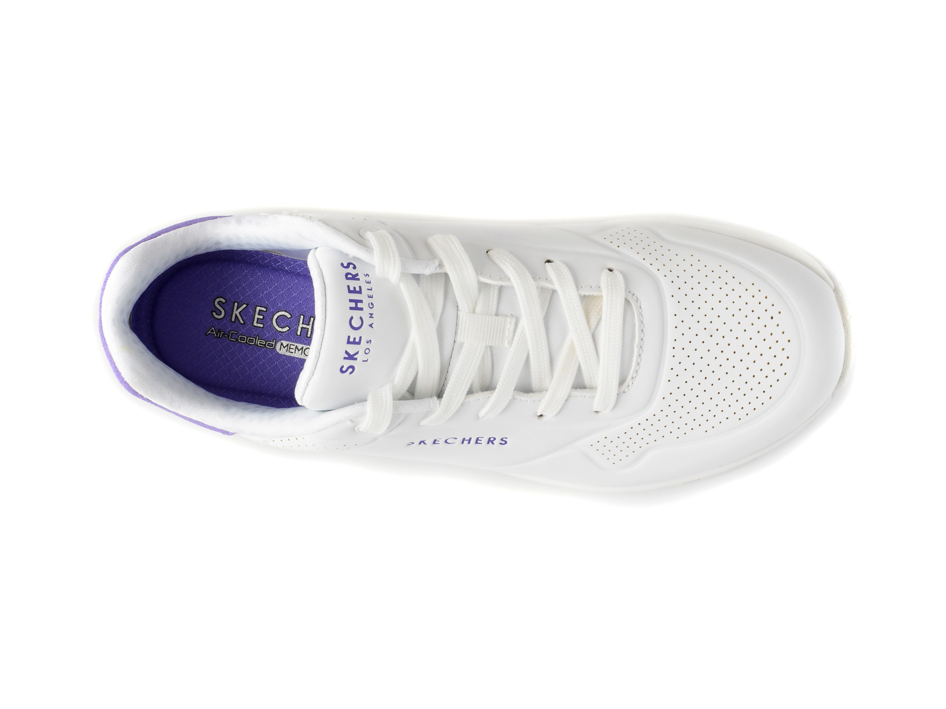 Pantofi sport SKECHERS albi, UNO, din piele ecologica - imagine 6