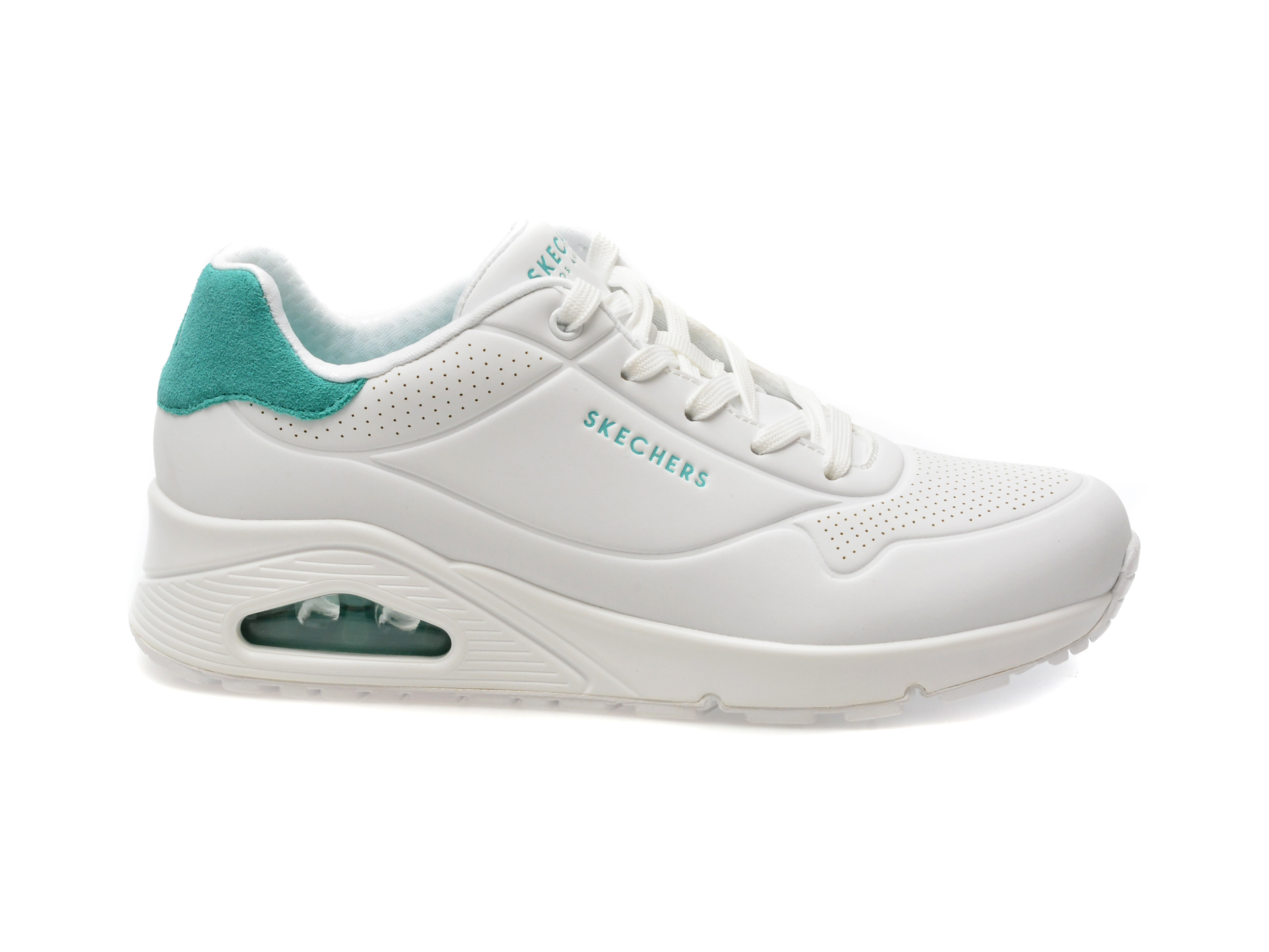 Pantofi sport SKECHERS albi, UNO, din piele ecologica