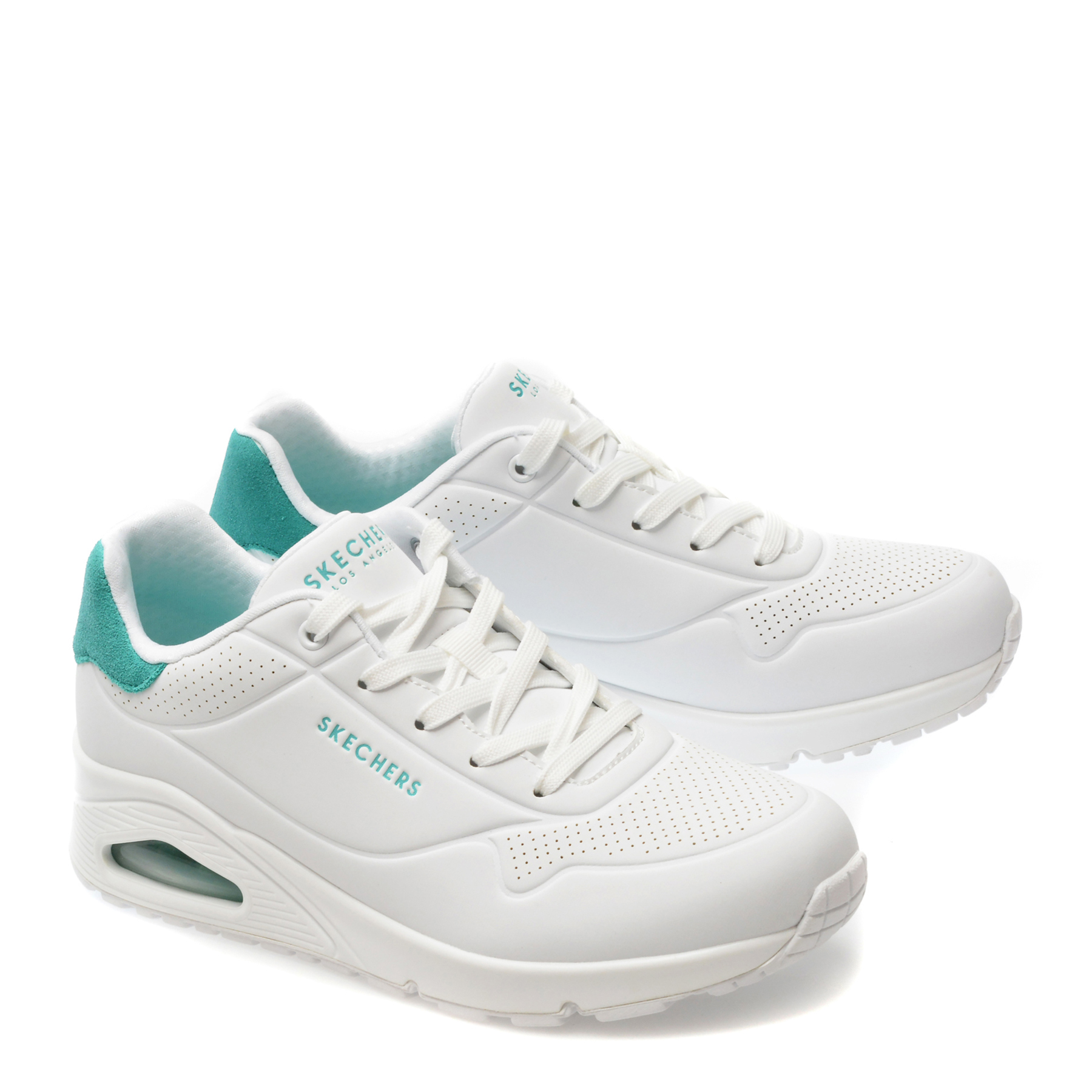Pantofi sport SKECHERS albi, UNO, din piele ecologica - imagine 4