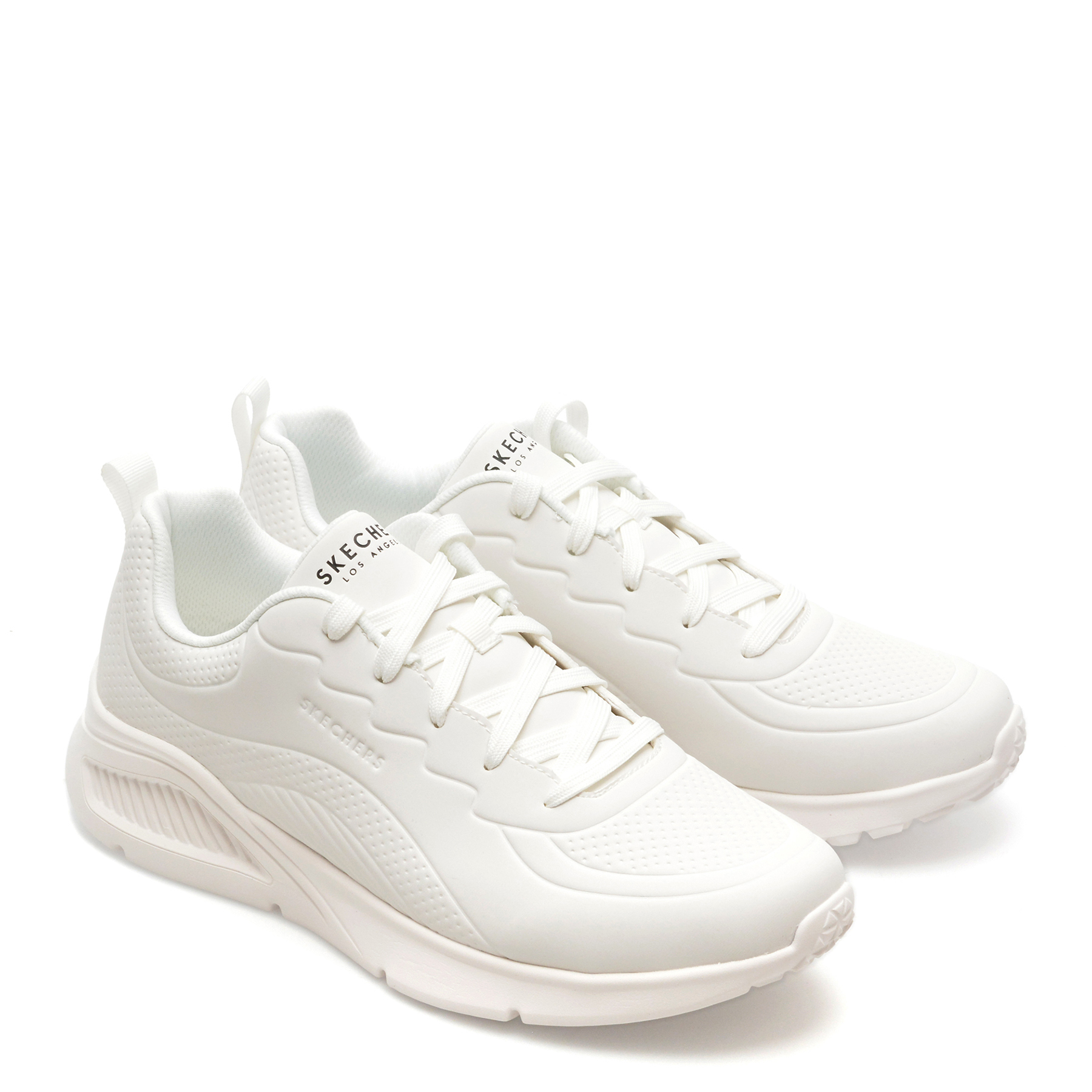 Pantofi sport SKECHERS albi, UNO LITE, din piele ecologica - imagine 4