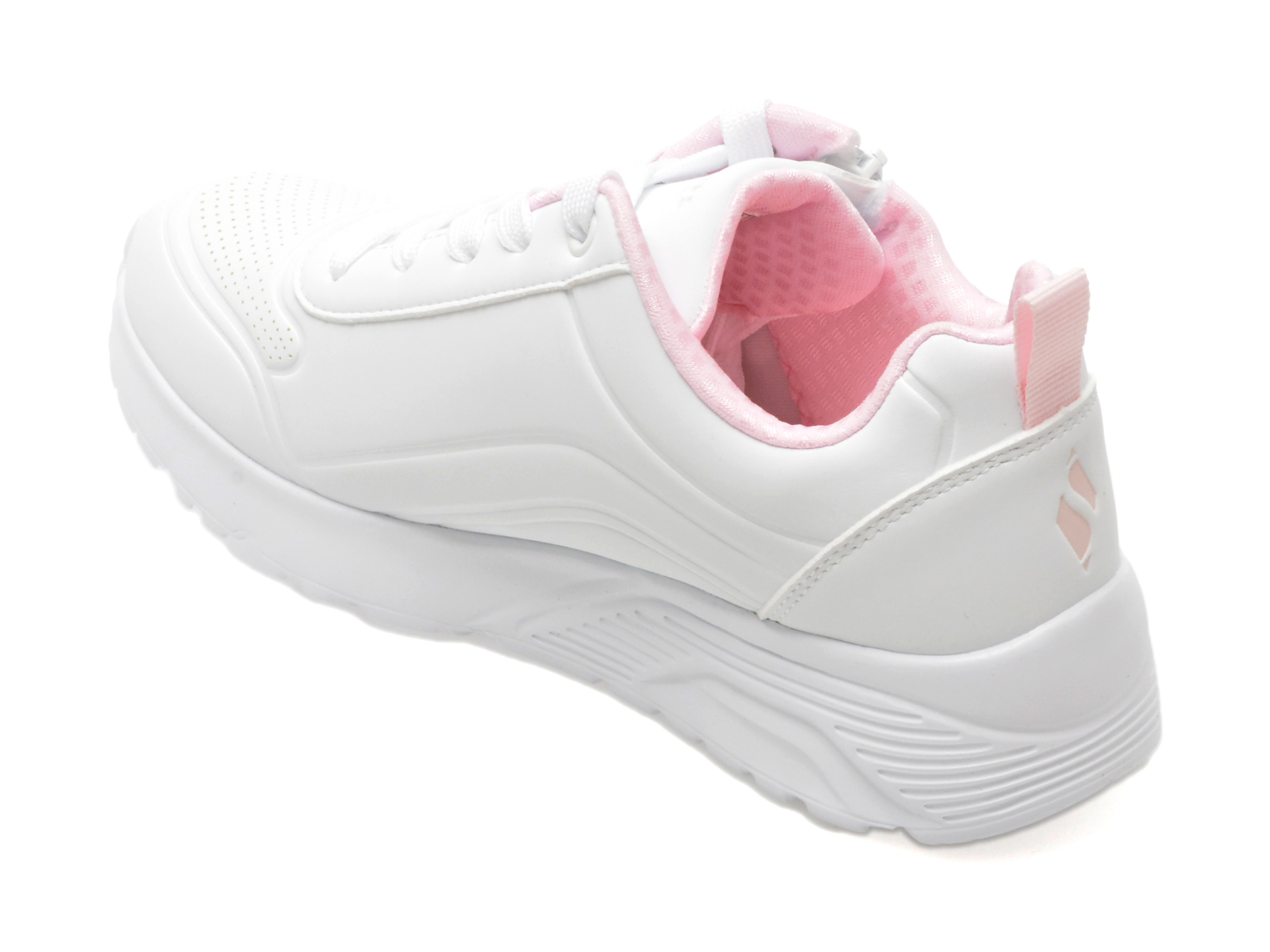 Pantofi sport SKECHERS albi, UNO LITE, din piele ecologica - imagine 5