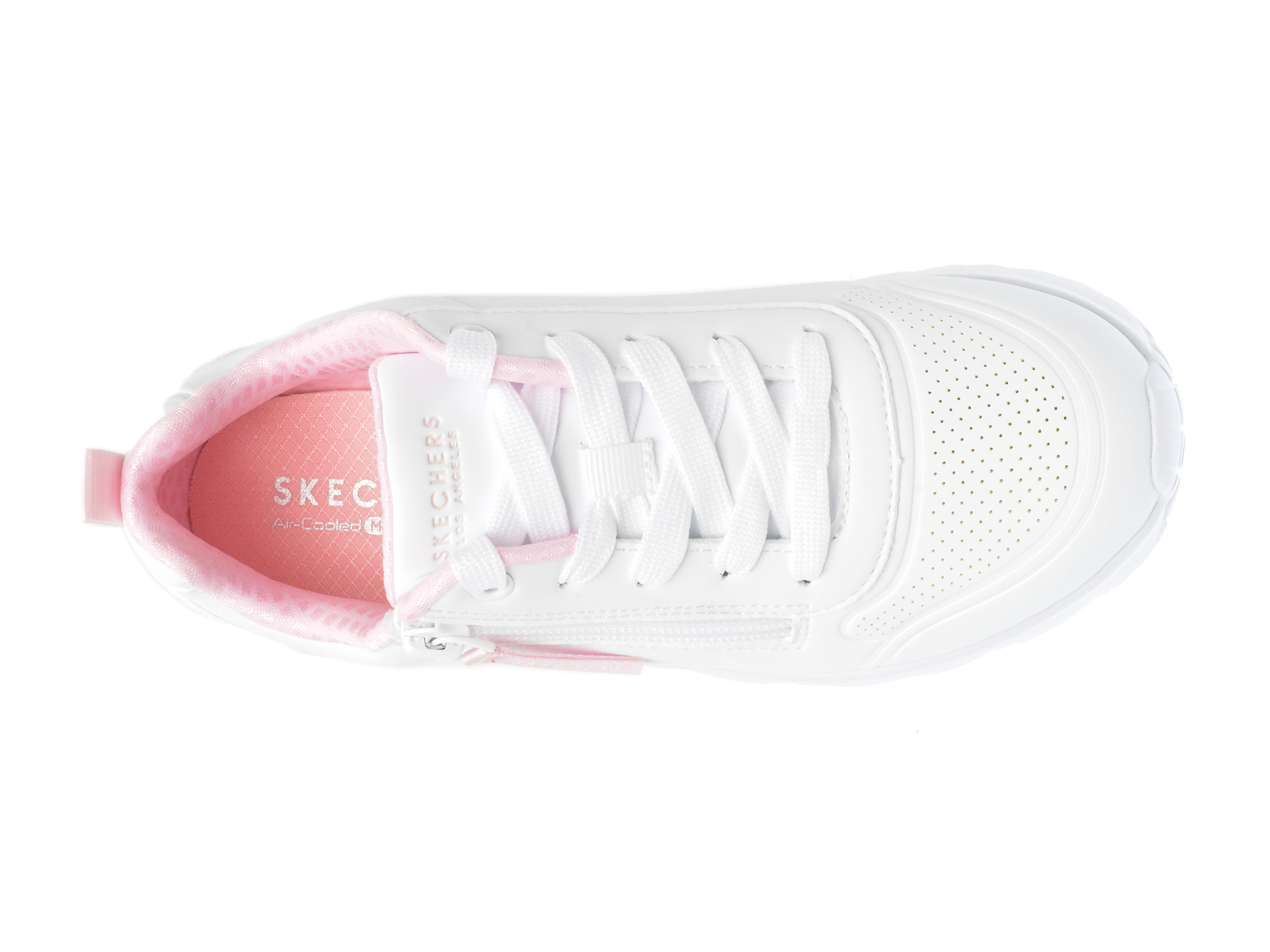 Pantofi sport SKECHERS albi, UNO LITE, din piele ecologica - imagine 6