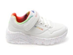 Pantofi sport SKECHERS albi, UNO LITE, din piele ecologica