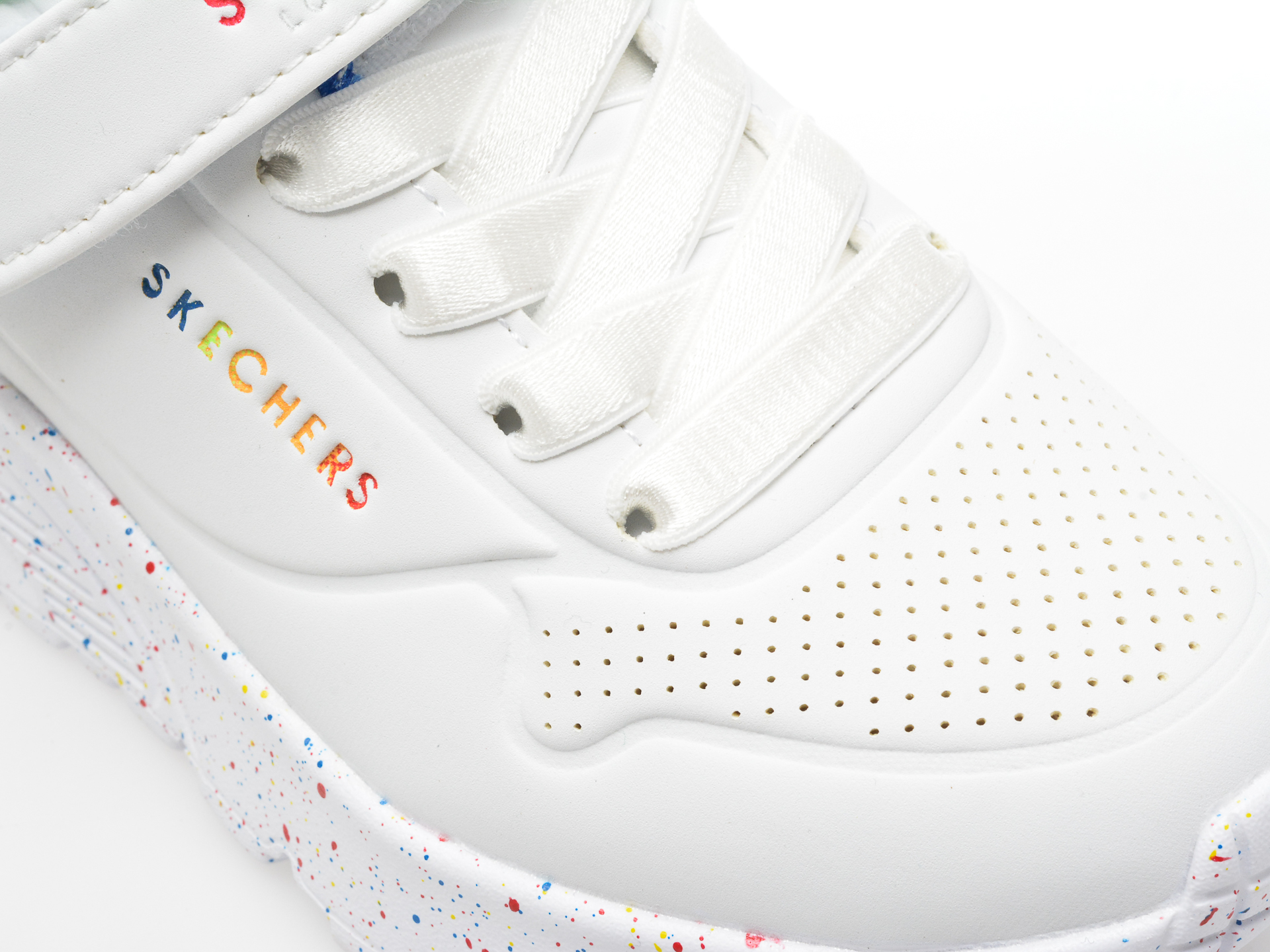 Pantofi sport SKECHERS albi, UNO LITE, din piele ecologica - imagine 2