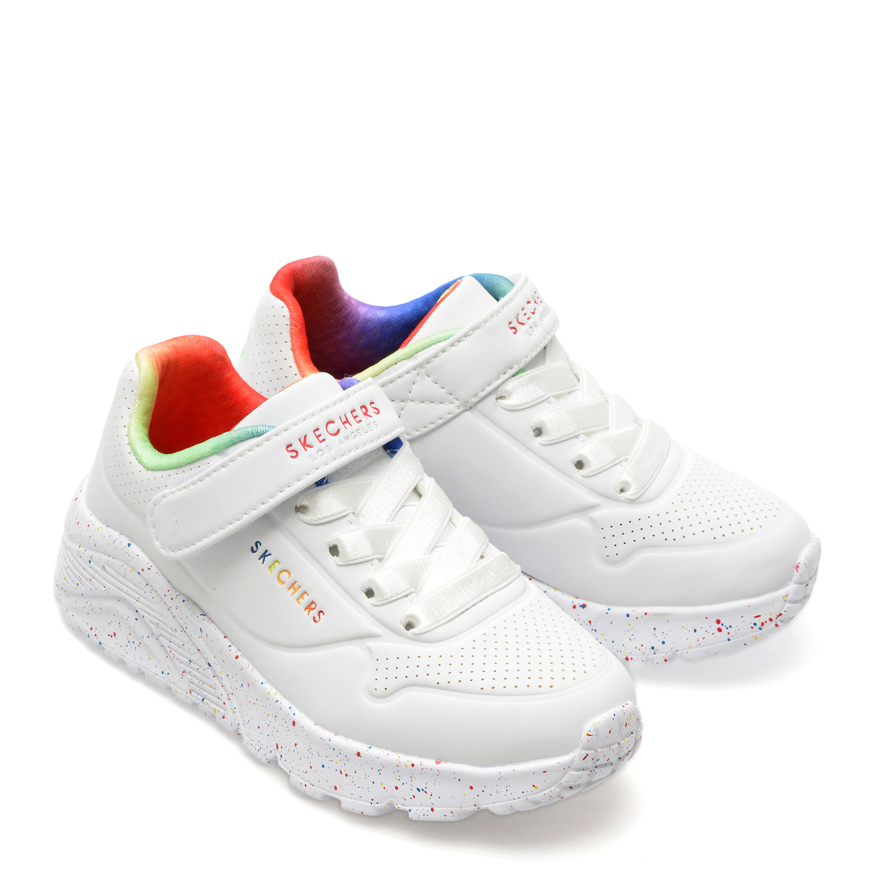 Pantofi sport SKECHERS albi, UNO LITE, din piele ecologica - imagine 4