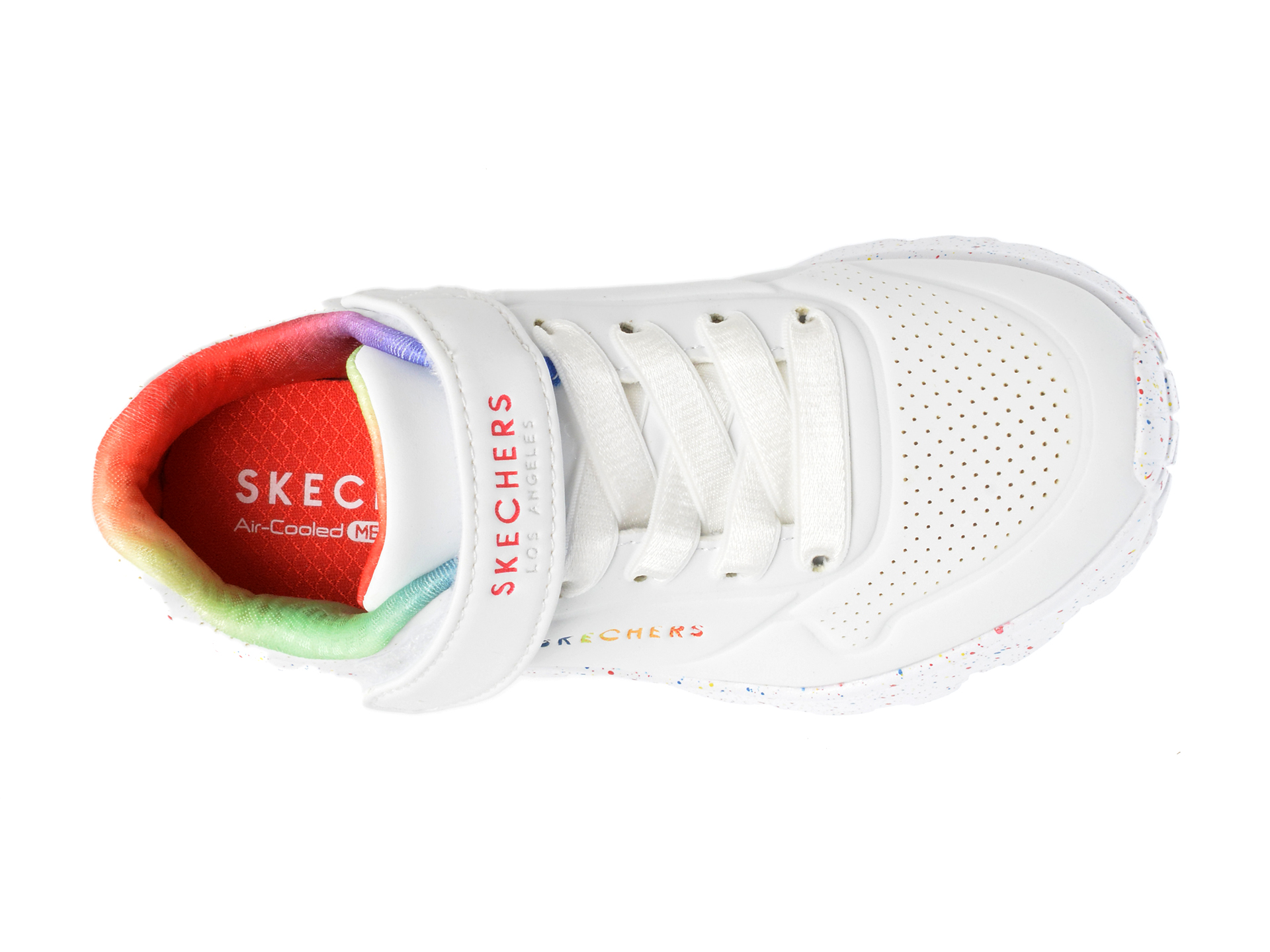 Pantofi sport SKECHERS albi, UNO LITE, din piele ecologica - imagine 6