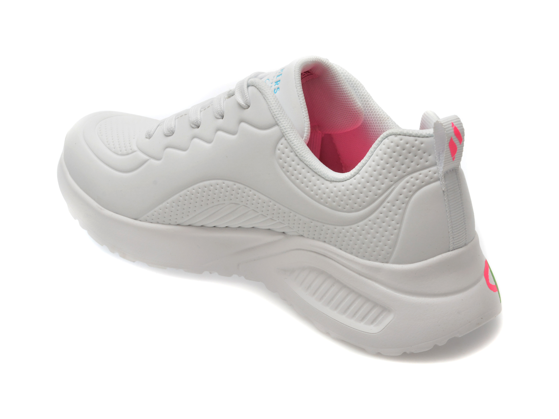 Pantofi sport SKECHERS albi, UNO LITE, din piele ecologica - imagine 5