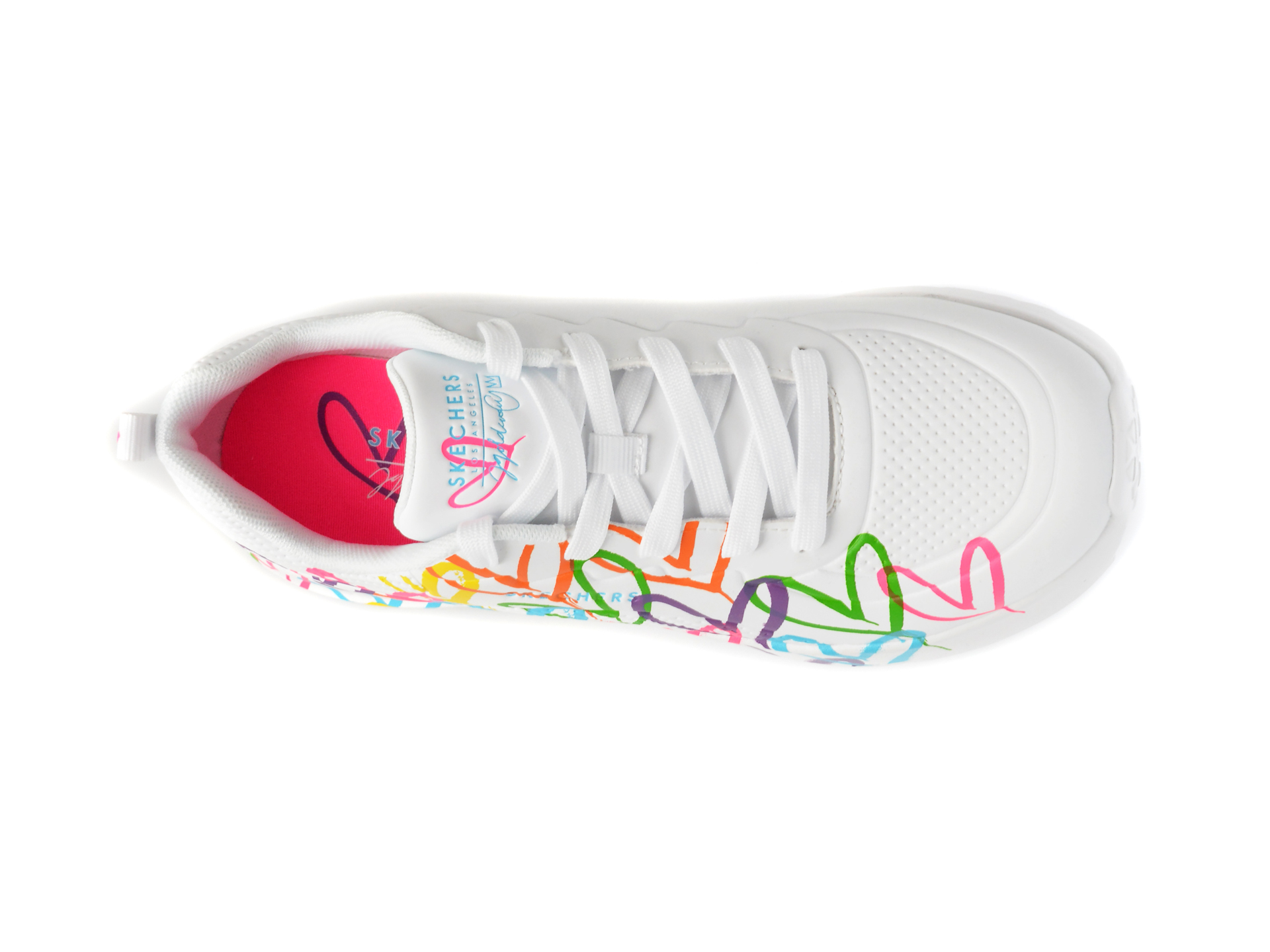 Pantofi sport SKECHERS albi, UNO LITE, din piele ecologica - imagine 6