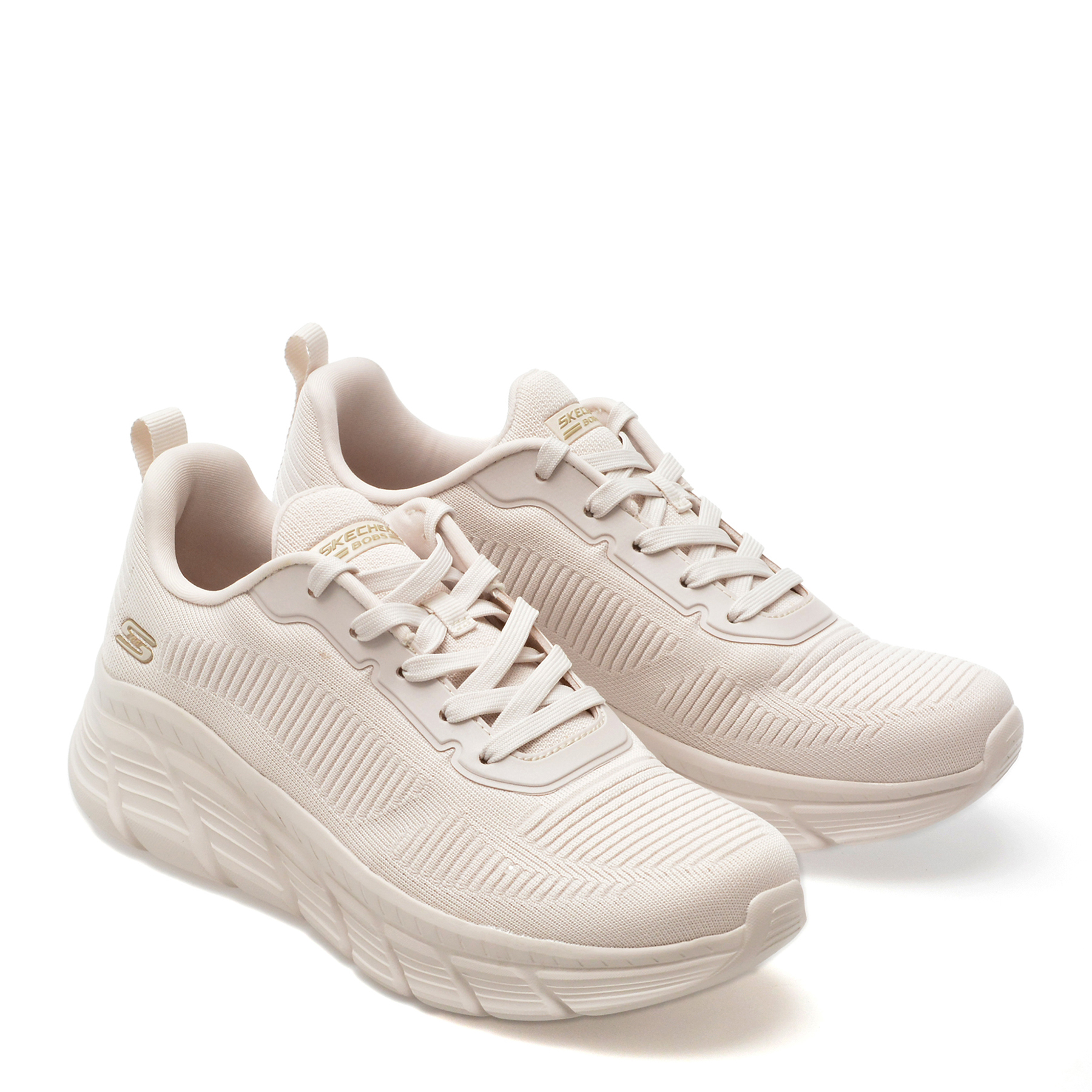 Pantofi sport SKECHERS bej, BOBS B FLEX HI, din material textil - imagine 4