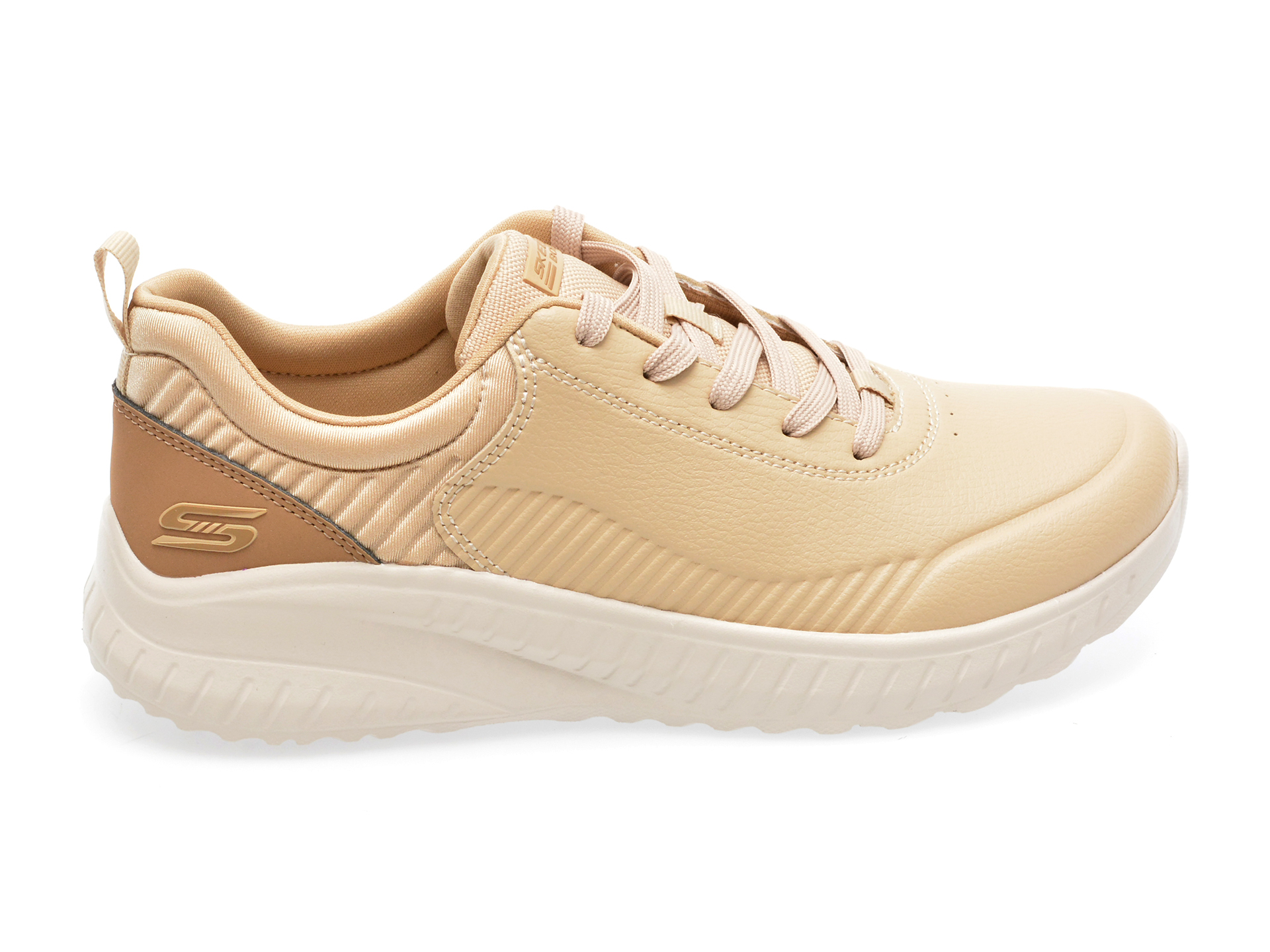 Pantofi sport SKECHERS bej, BOBS SQUAD CHAOS, din piele ecologica