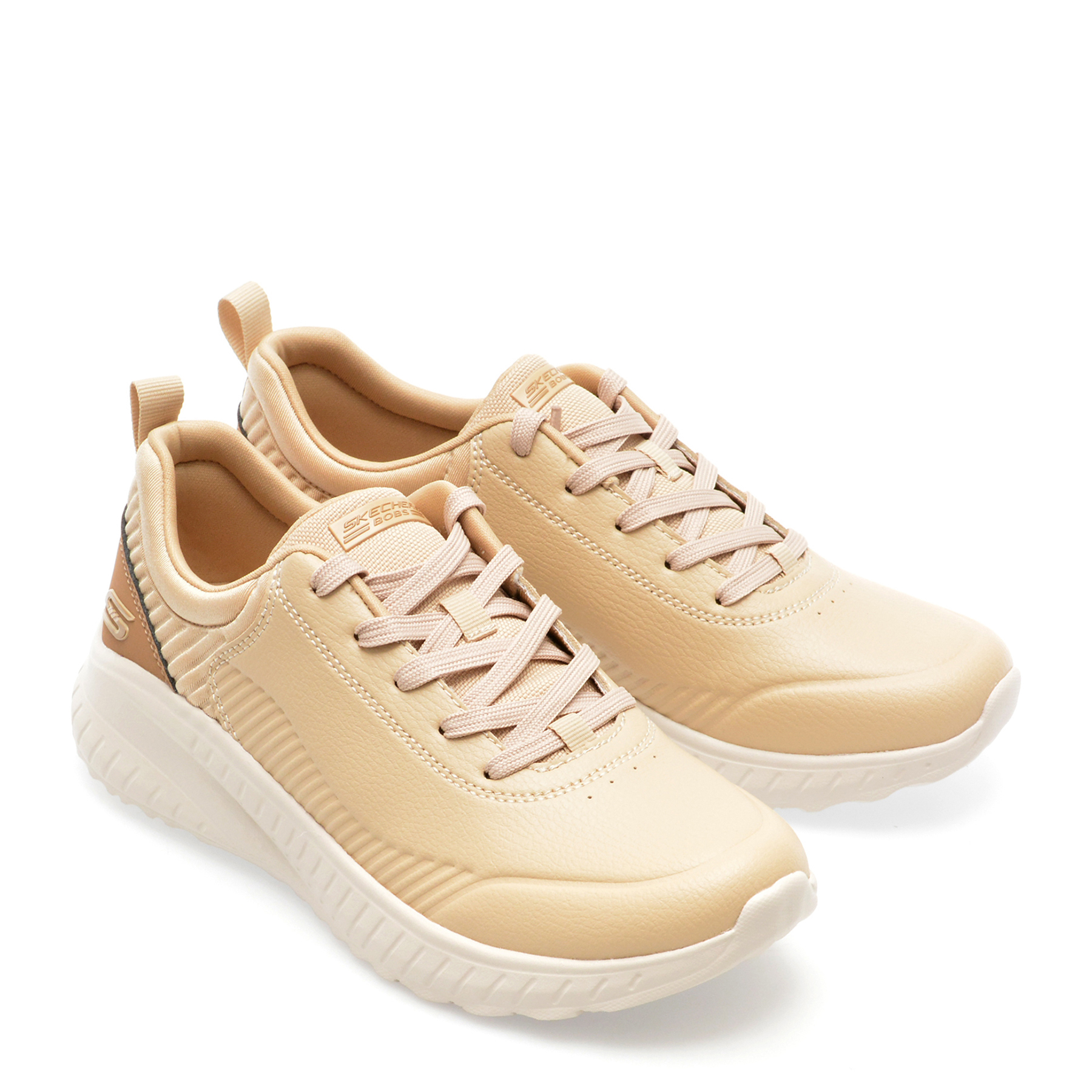 Pantofi sport SKECHERS bej, BOBS SQUAD CHAOS, din piele ecologica - imagine 4