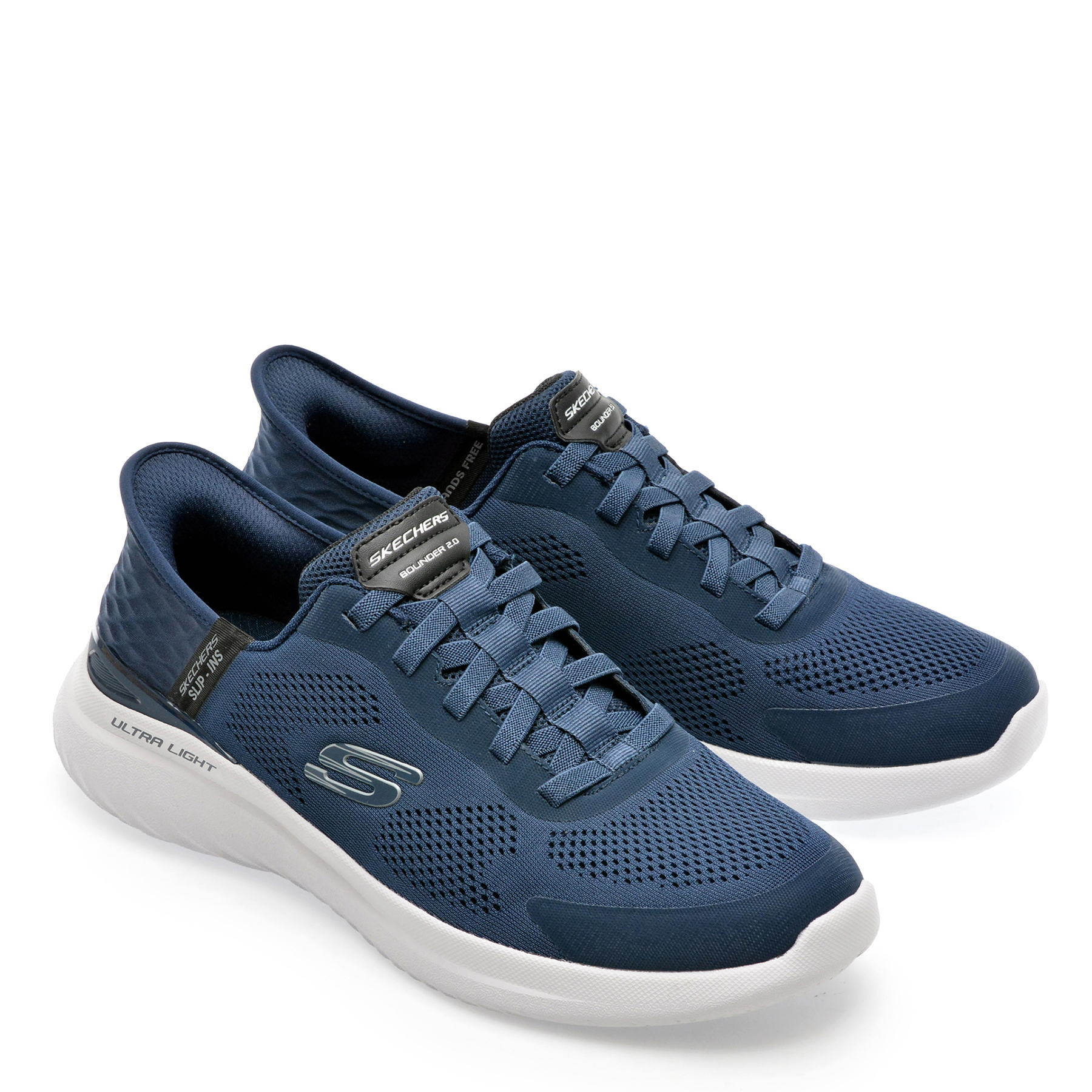 Pantofi sport SKECHERS bleumarin, BOUNDER 2.0, din piele ecologica - imagine 4