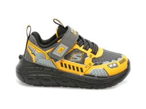 Pantofi sport SKECHERS galbeni, SKECH TRACKS, din piele ecologica