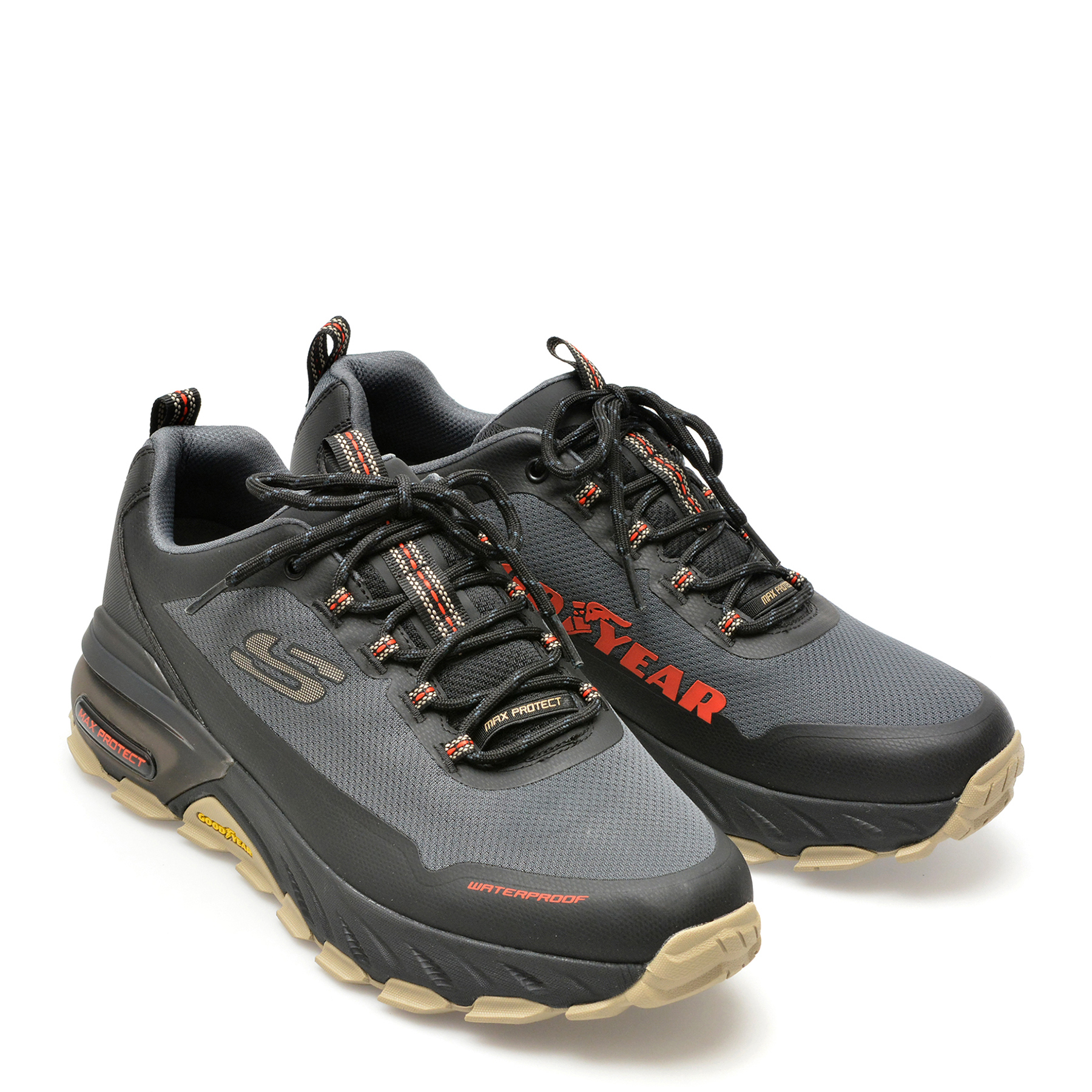 Pantofi sport SKECHERS gri, MAX PROTECT, din material textil - imagine 4