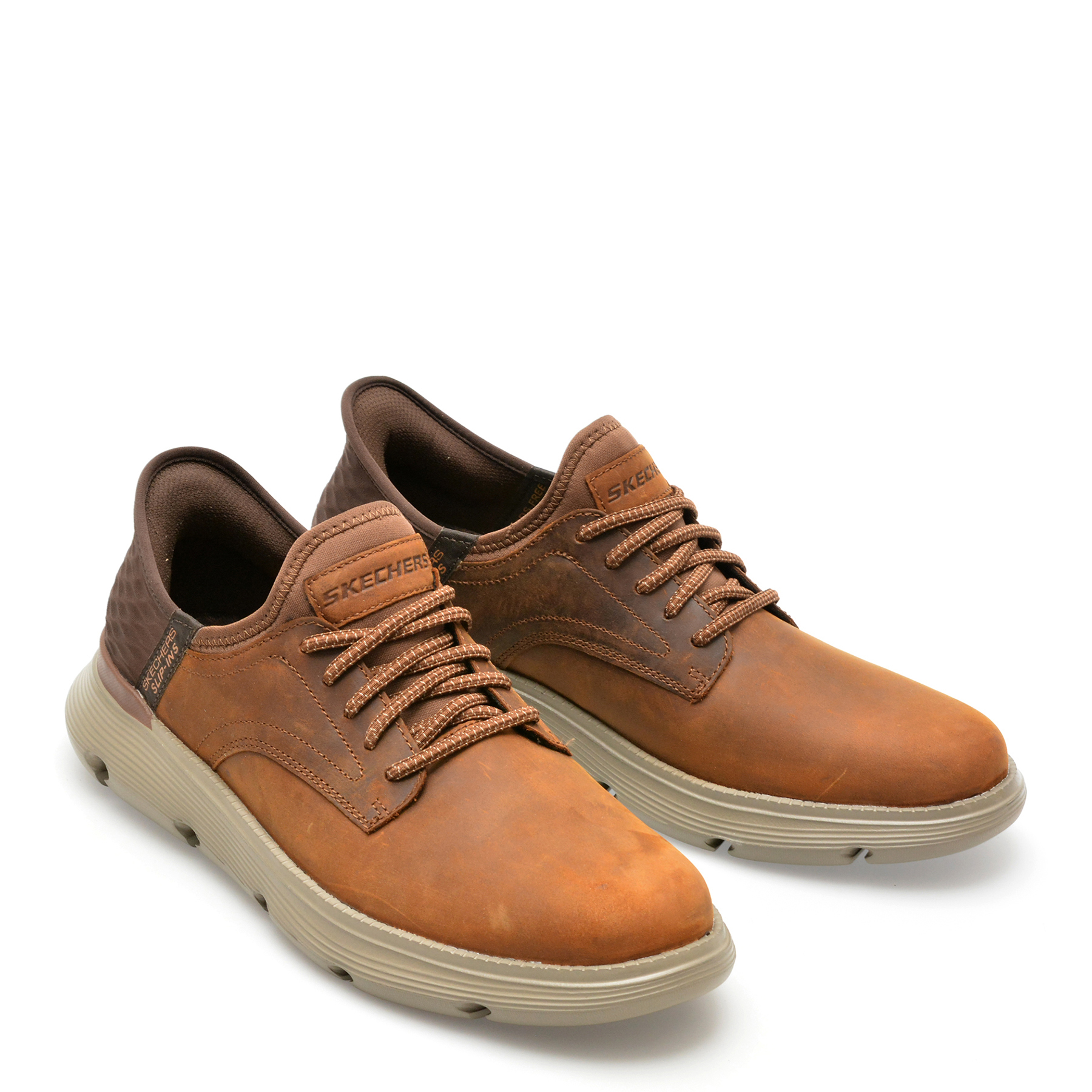 Pantofi sport SKECHERS maro, GARZA, din piele naturala - imagine 4