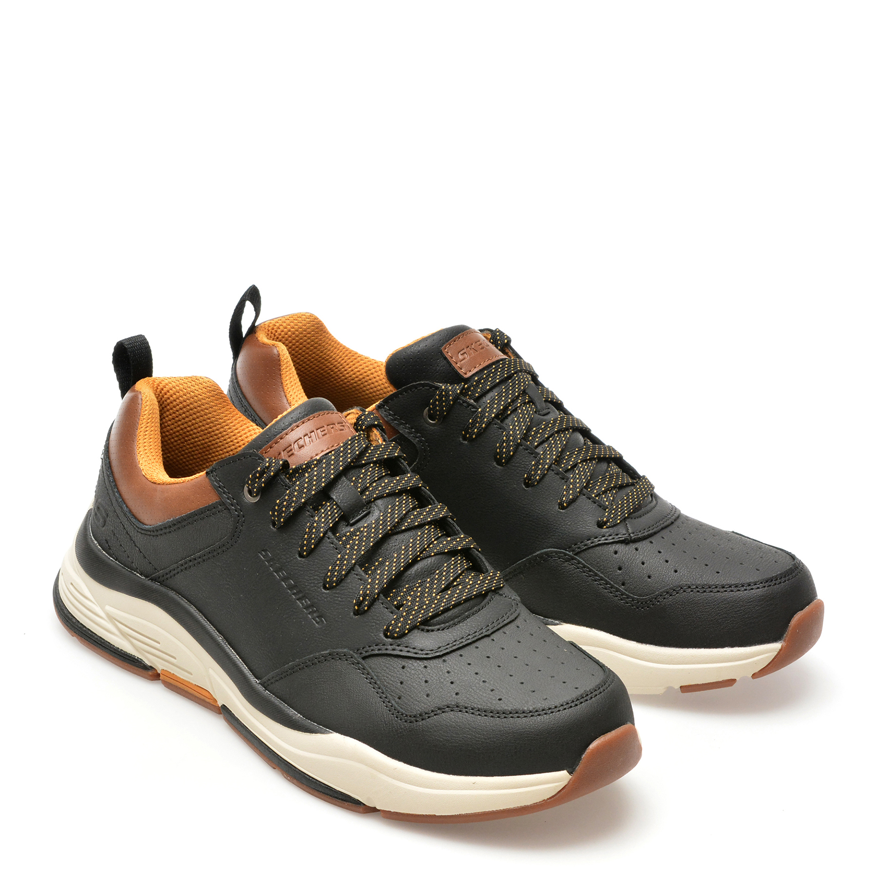 Pantofi sport SKECHERS negri, BENAGO, din piele naturala - imagine 4