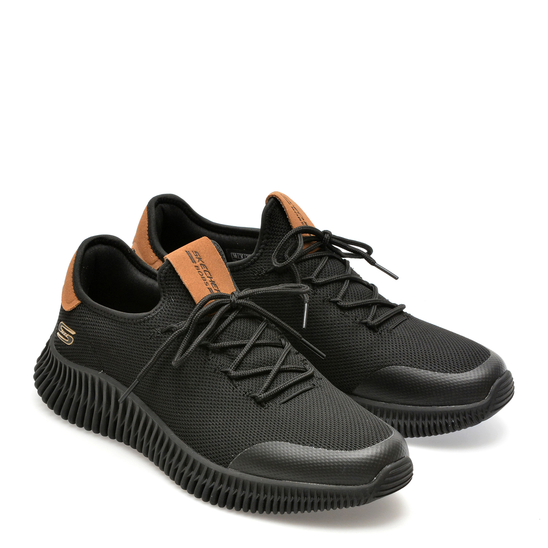 Pantofi sport SKECHERS negri, BOBS GEO, din material textil - imagine 4