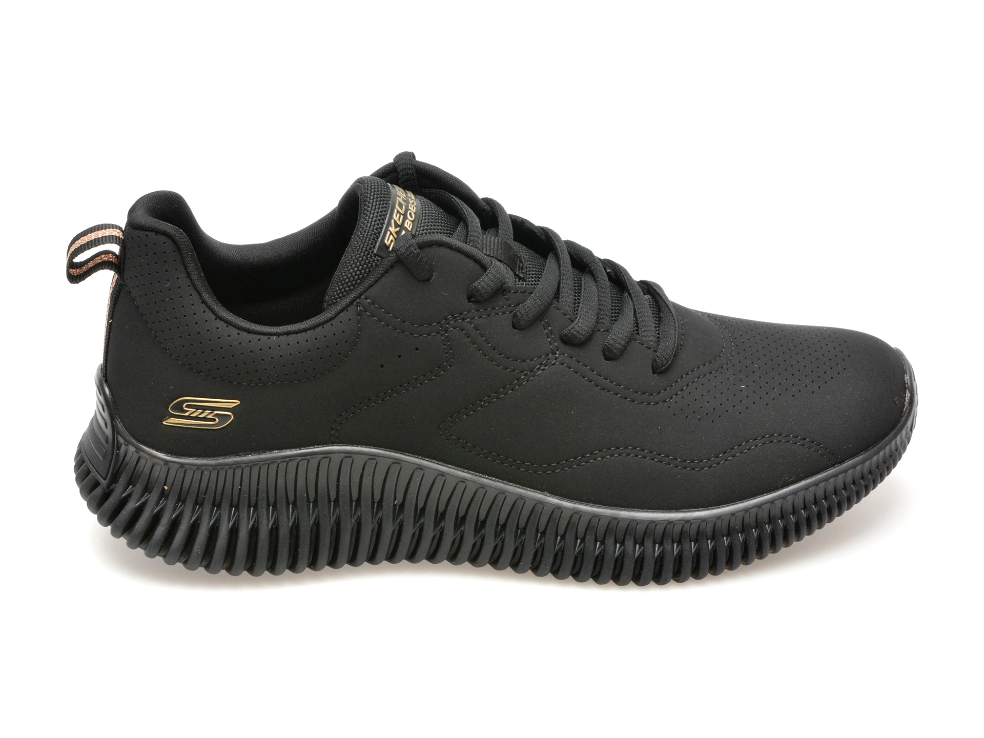 Pantofi sport SKECHERS negri, BOBS GEO, din piele ecologica