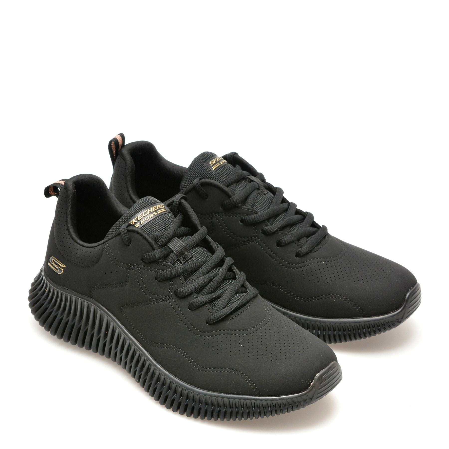 Pantofi sport SKECHERS negri, BOBS GEO, din piele ecologica - imagine 4