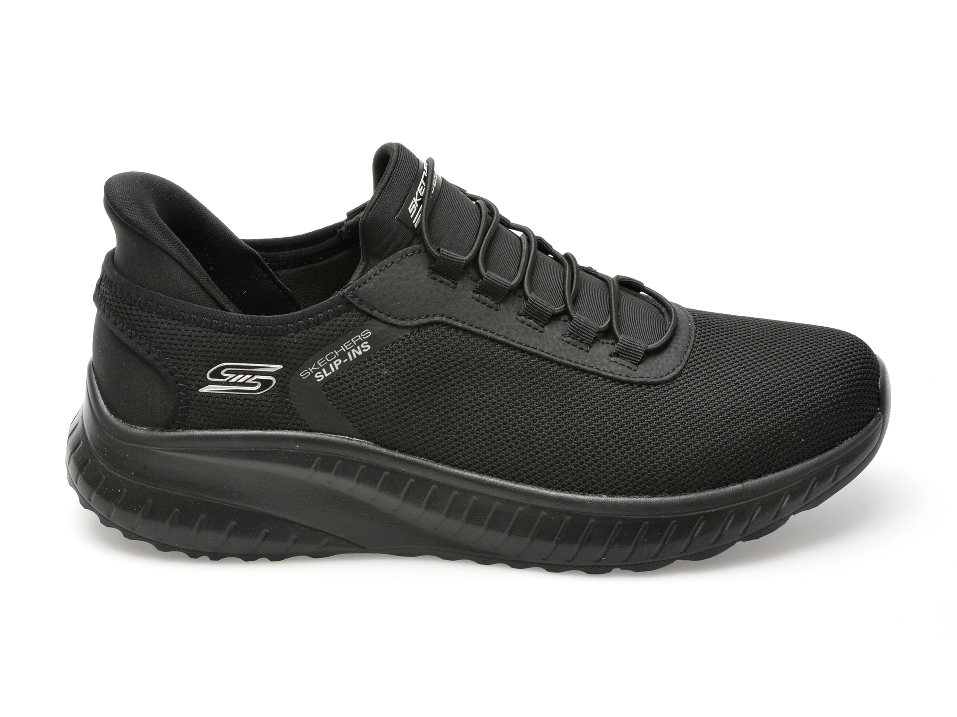 Pantofi sport SKECHERS negri, BOBS SQUAD CHAOS, din material textil