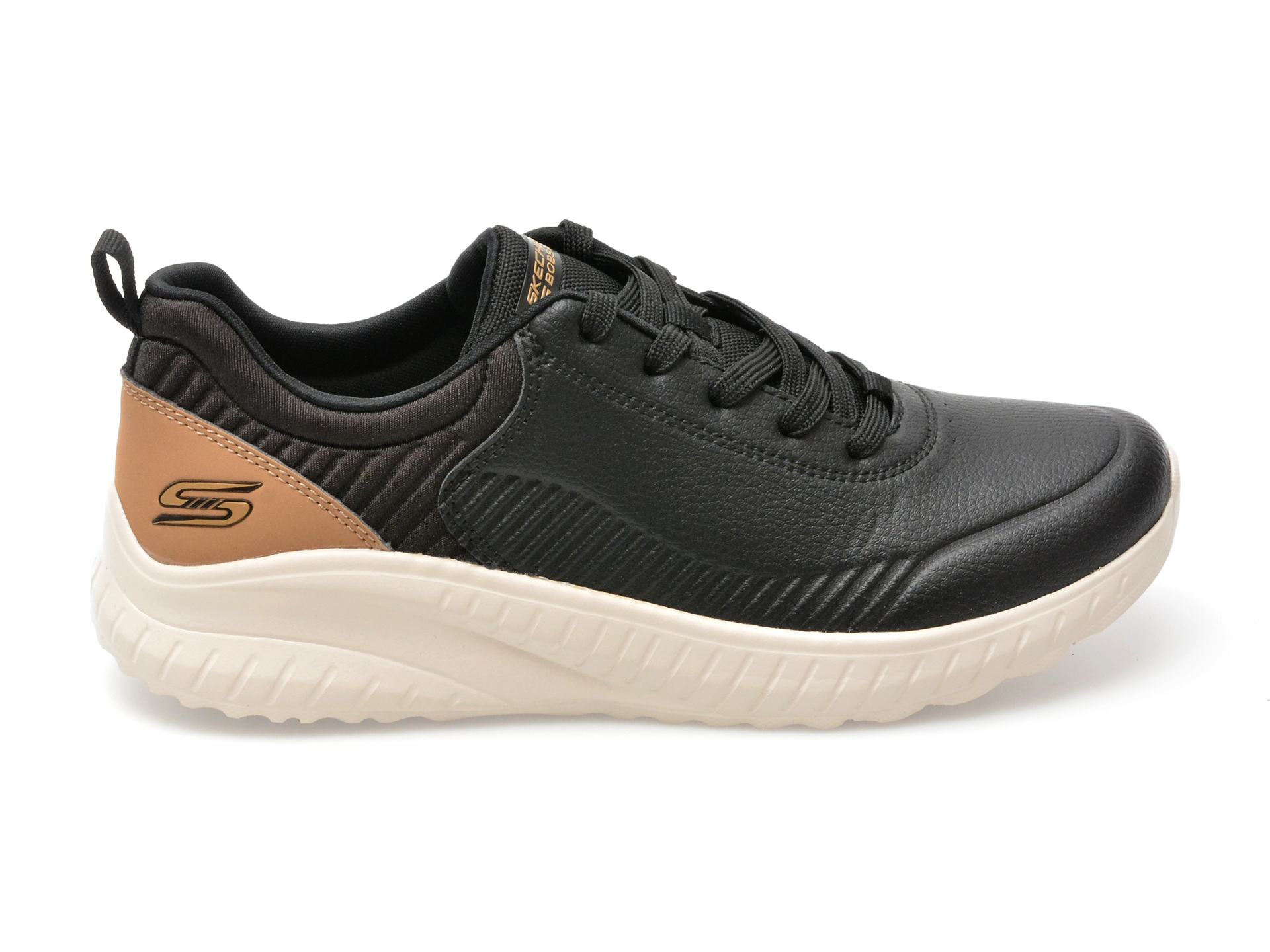 Pantofi sport SKECHERS negri, BOBS SQUAD CHAOS, din piele ecologica
