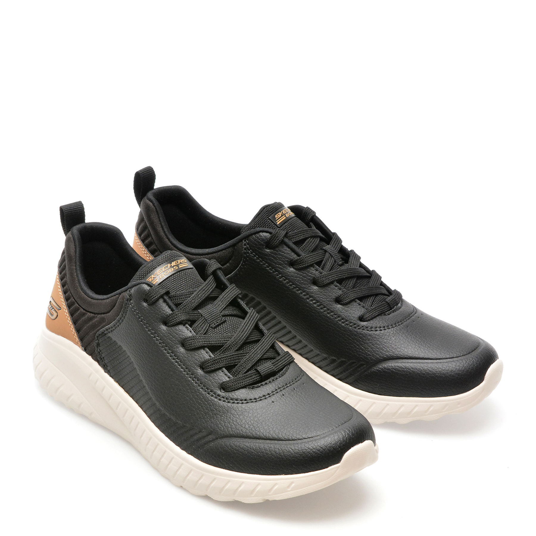 Pantofi sport SKECHERS negri, BOBS SQUAD CHAOS, din piele ecologica - imagine 4