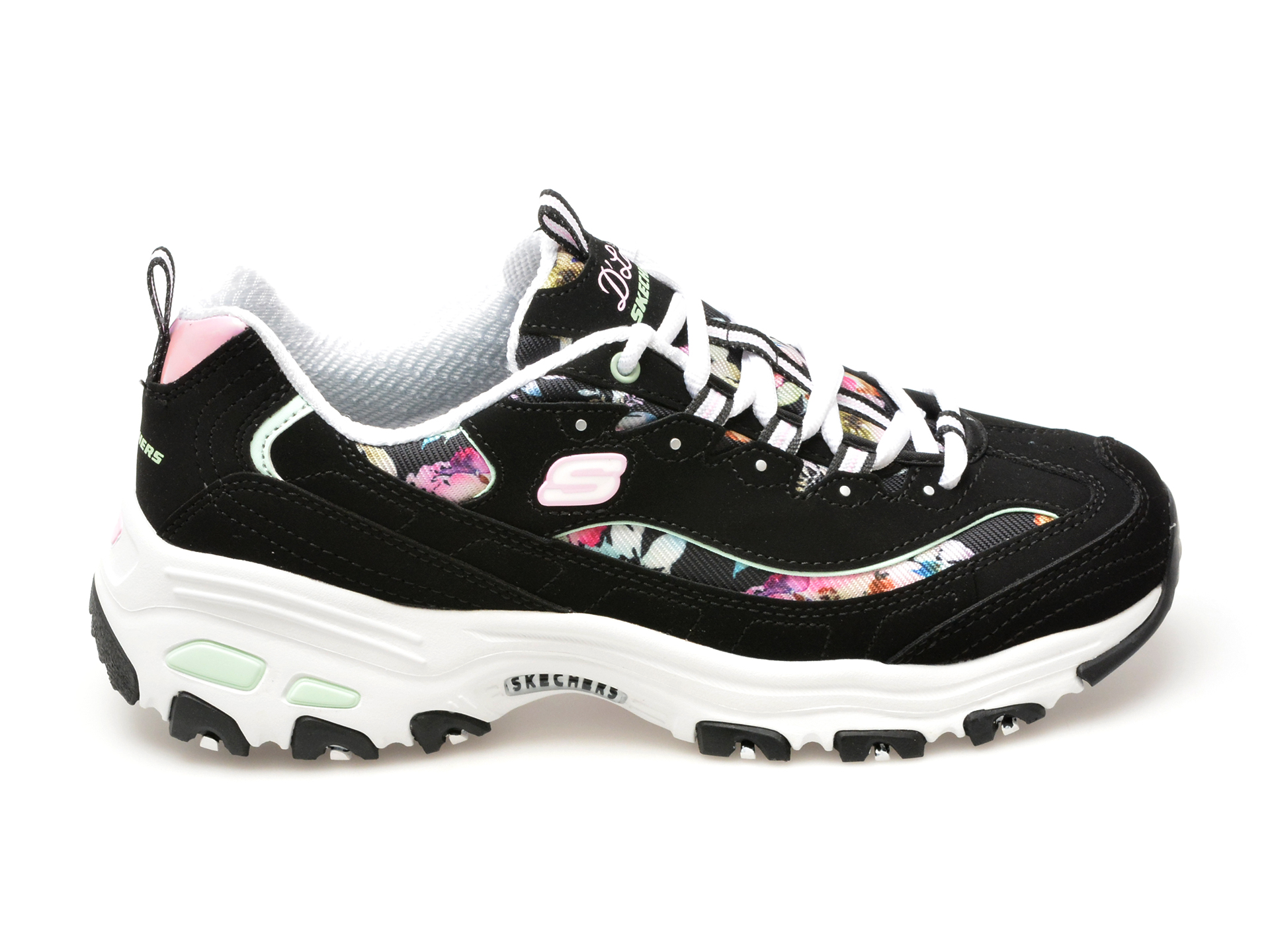 Pantofi sport SKECHERS negri, D LITES, din piele ecologica