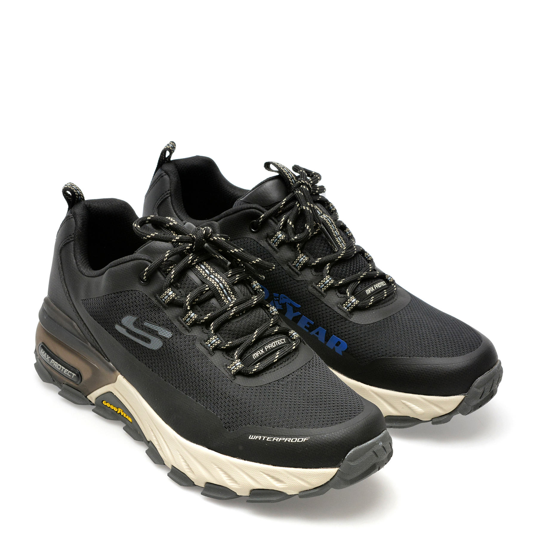 Pantofi sport SKECHERS negri, MAX PROTECT, din material textil si piele ecologica - imagine 4