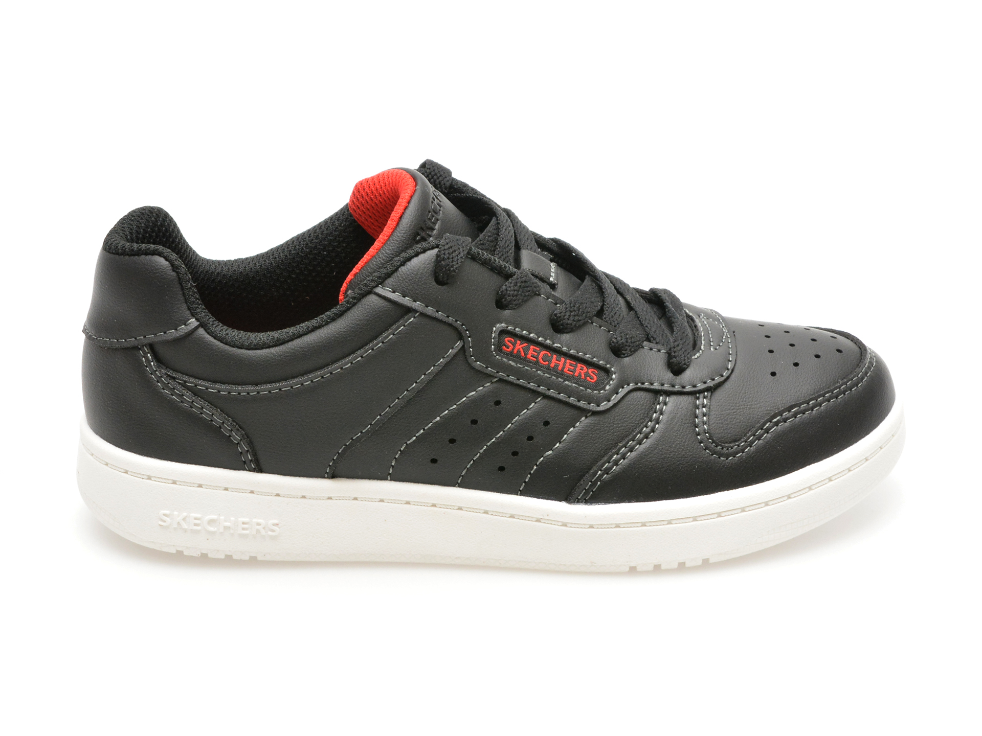 Pantofi sport SKECHERS negri, QUICK STREET, din piele ecologica