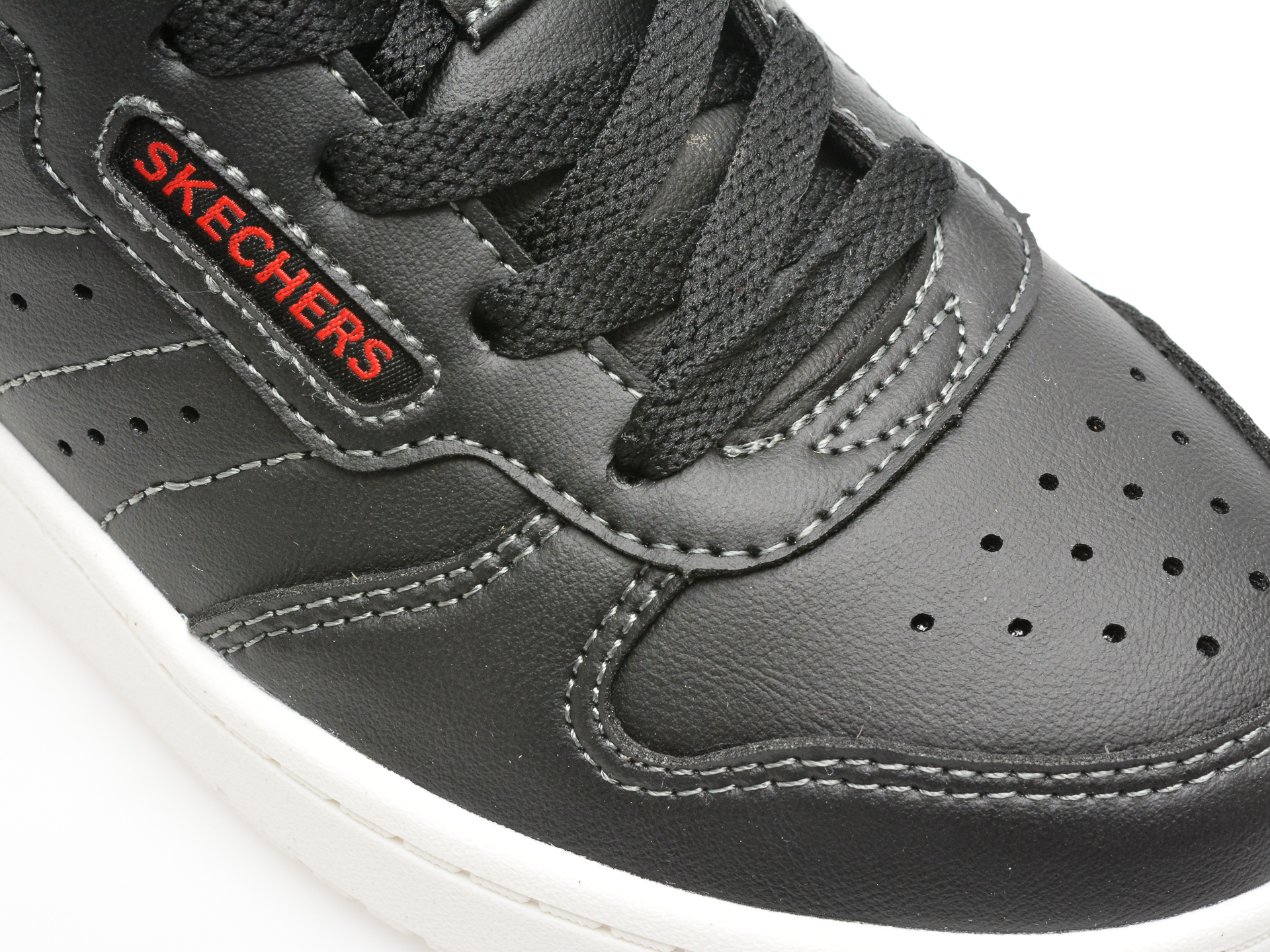 Pantofi sport SKECHERS negri, QUICK STREET, din piele ecologica - imagine 2