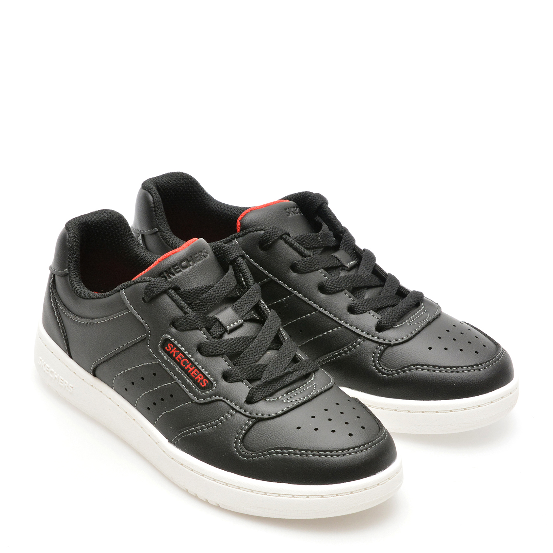 Pantofi sport SKECHERS negri, QUICK STREET, din piele ecologica - imagine 4
