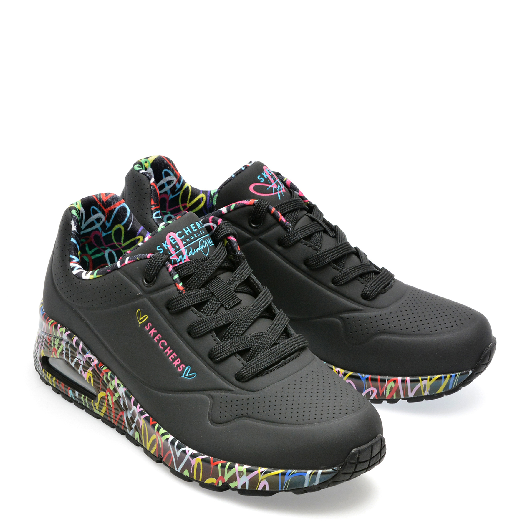 Pantofi sport SKECHERS negri, UNO, din piele ecologica - imagine 4