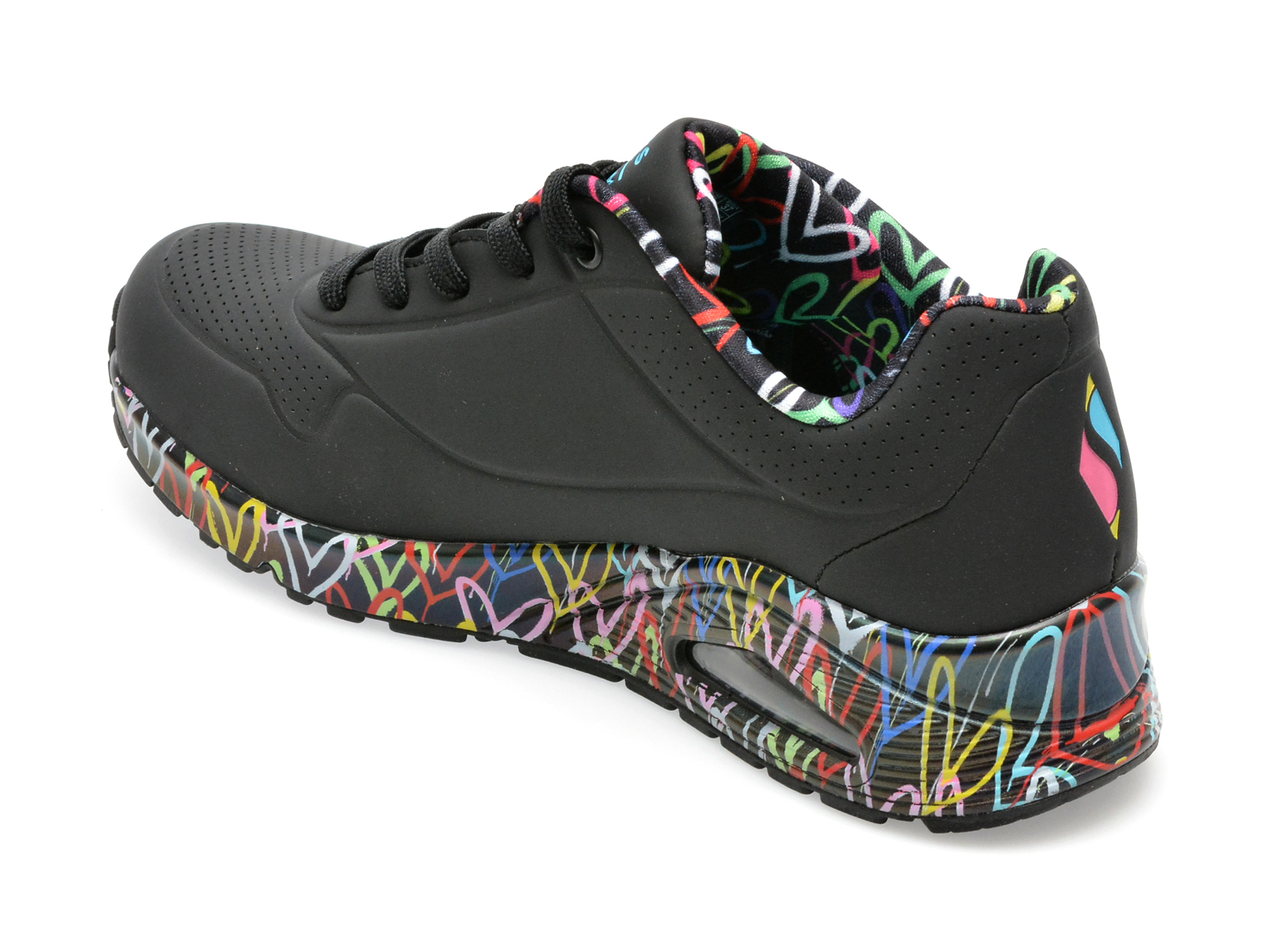 Pantofi sport SKECHERS negri, UNO, din piele ecologica - imagine 5