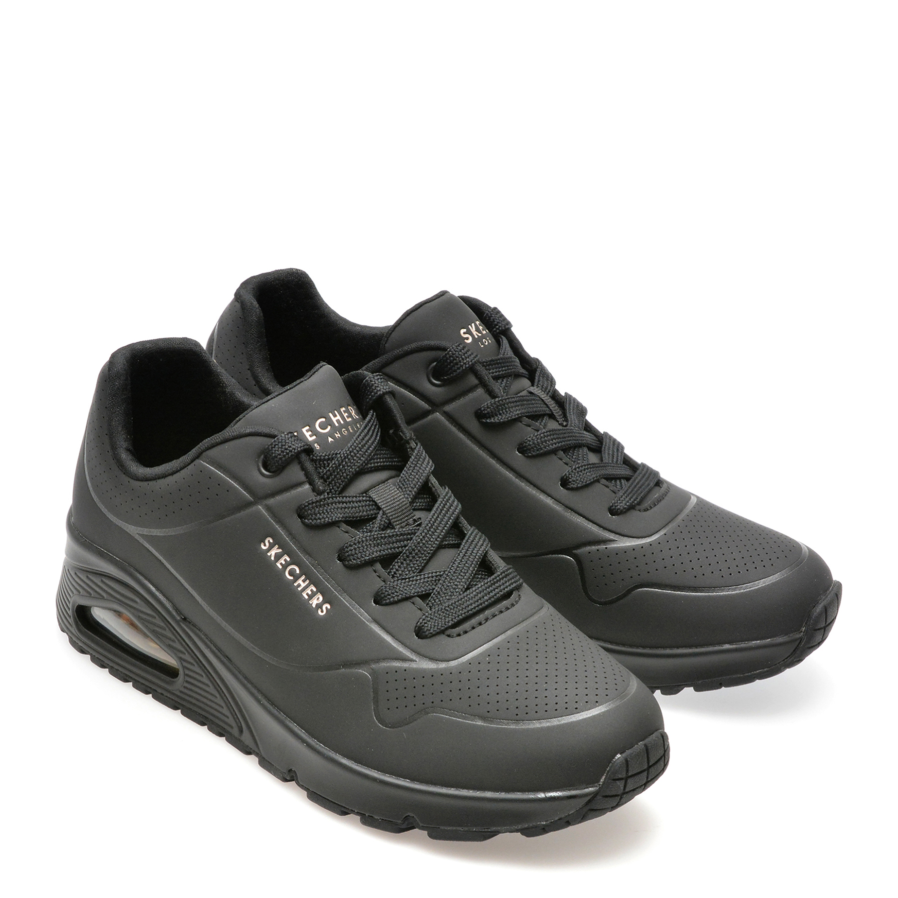 Pantofi sport SKECHERS negri, UNO, din piele ecologica - imagine 4