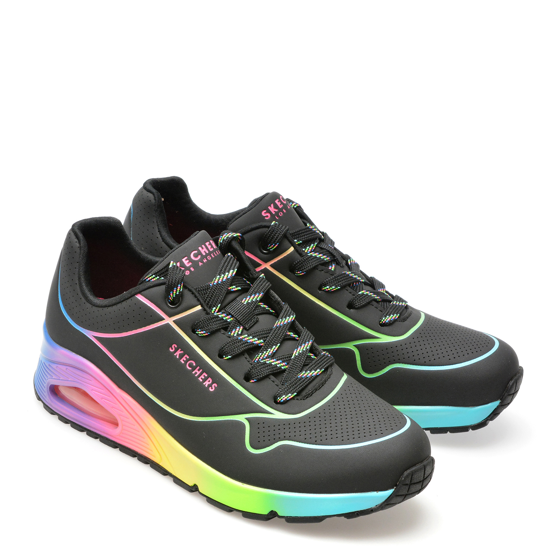 Pantofi sport SKECHERS negri, UNO, din piele ecologica - imagine 4