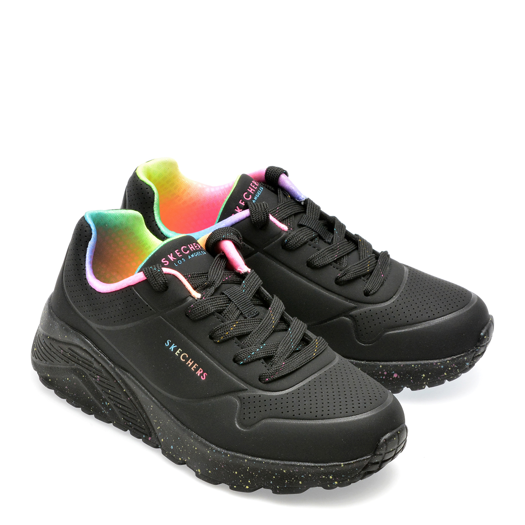 Pantofi sport SKECHERS negri, UNO LITE, din piele ecologica - imagine 4