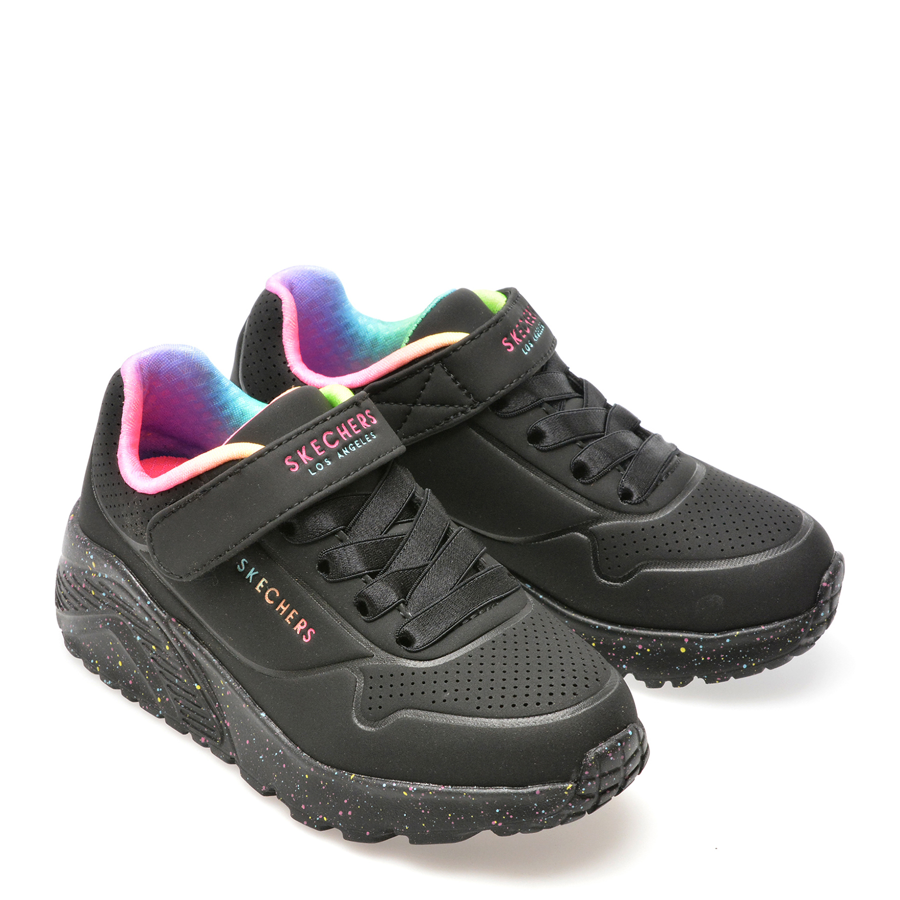 Pantofi sport SKECHERS negri, UNO LITE, din piele ecologica - imagine 4