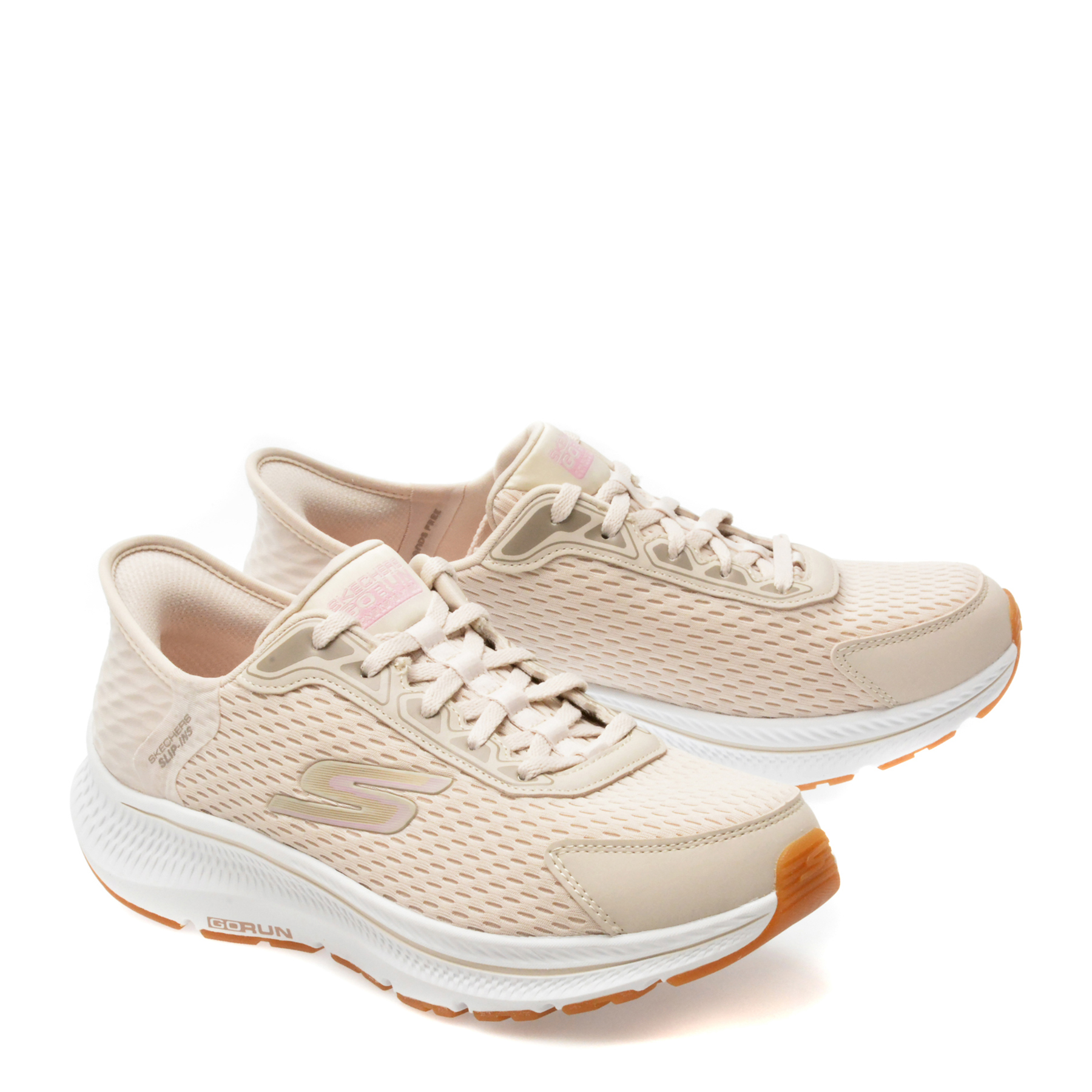 Pantofi sport SKECHERS nude, GO RUN CONSISTENT 2.0, din material textil - imagine 4