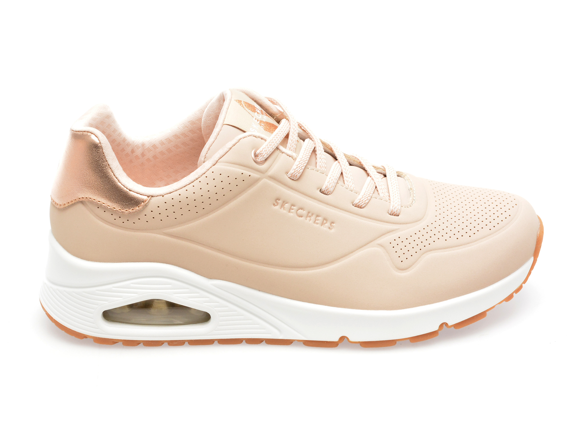 Pantofi sport SKECHERS nude, UNO, din piele ecologica - imagine 2