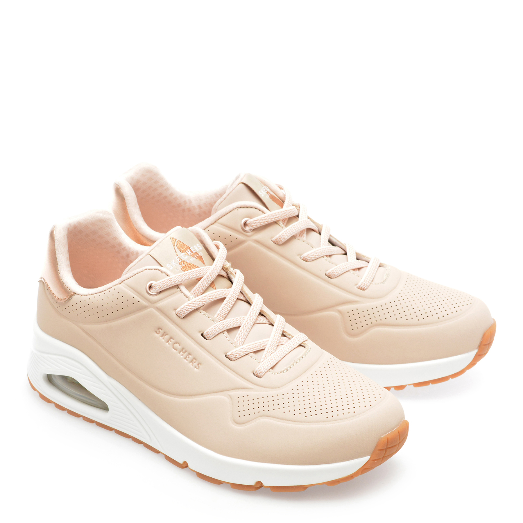 Pantofi sport SKECHERS nude, UNO, din piele ecologica - imagine 4