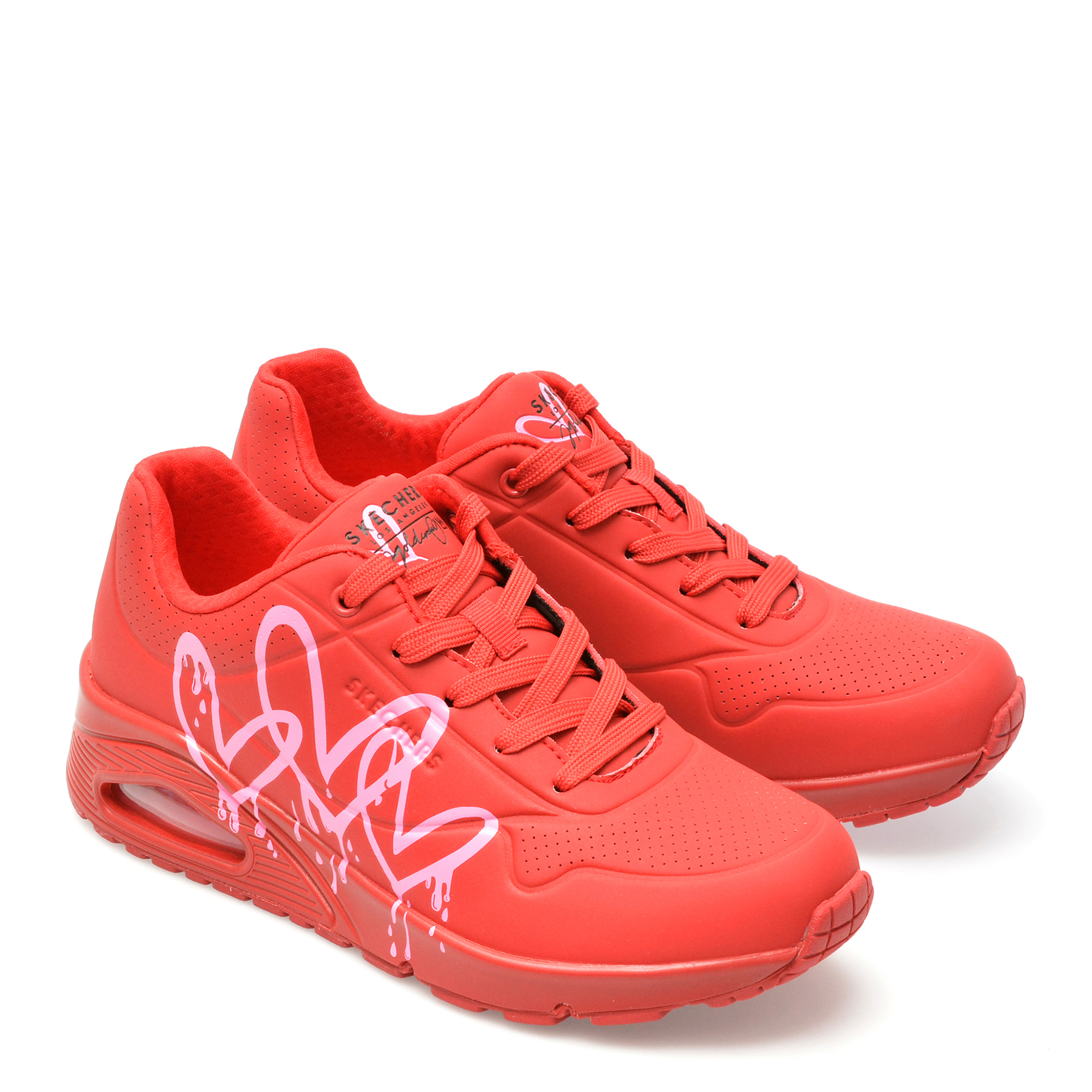 Pantofi sport SKECHERS rosii, UNO, din piele ecologica - imagine 4