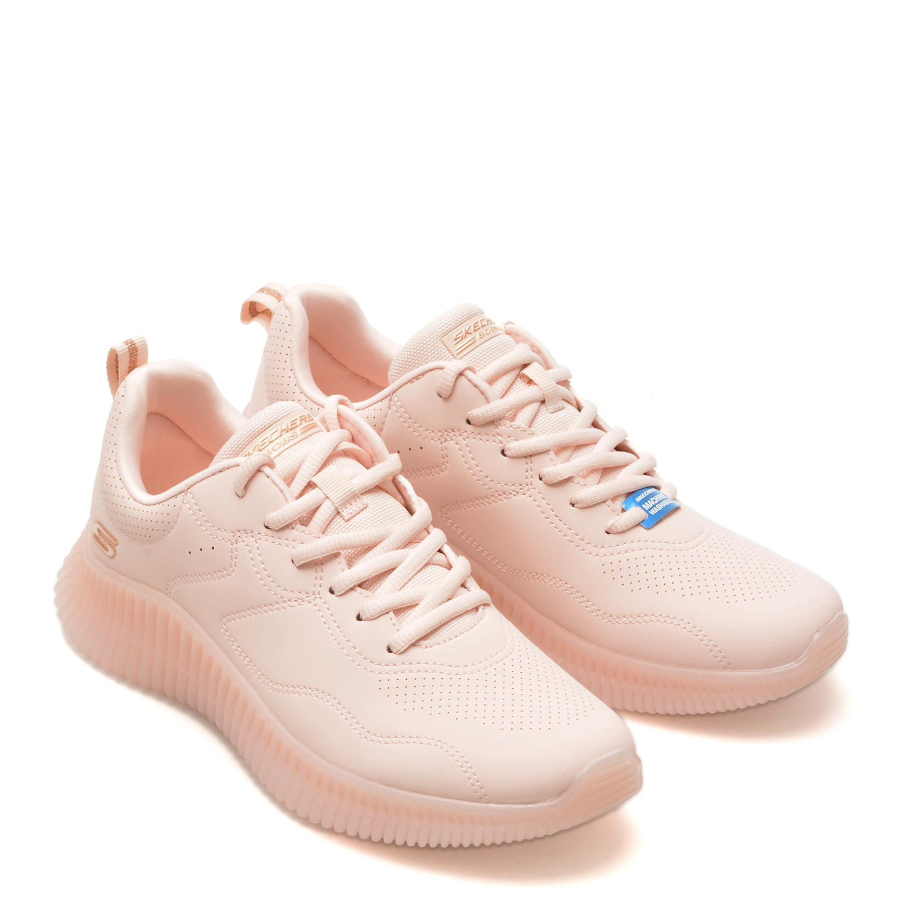 Pantofi sport SKECHERS roz, BOBS GEO, din piele ecologica - imagine 4