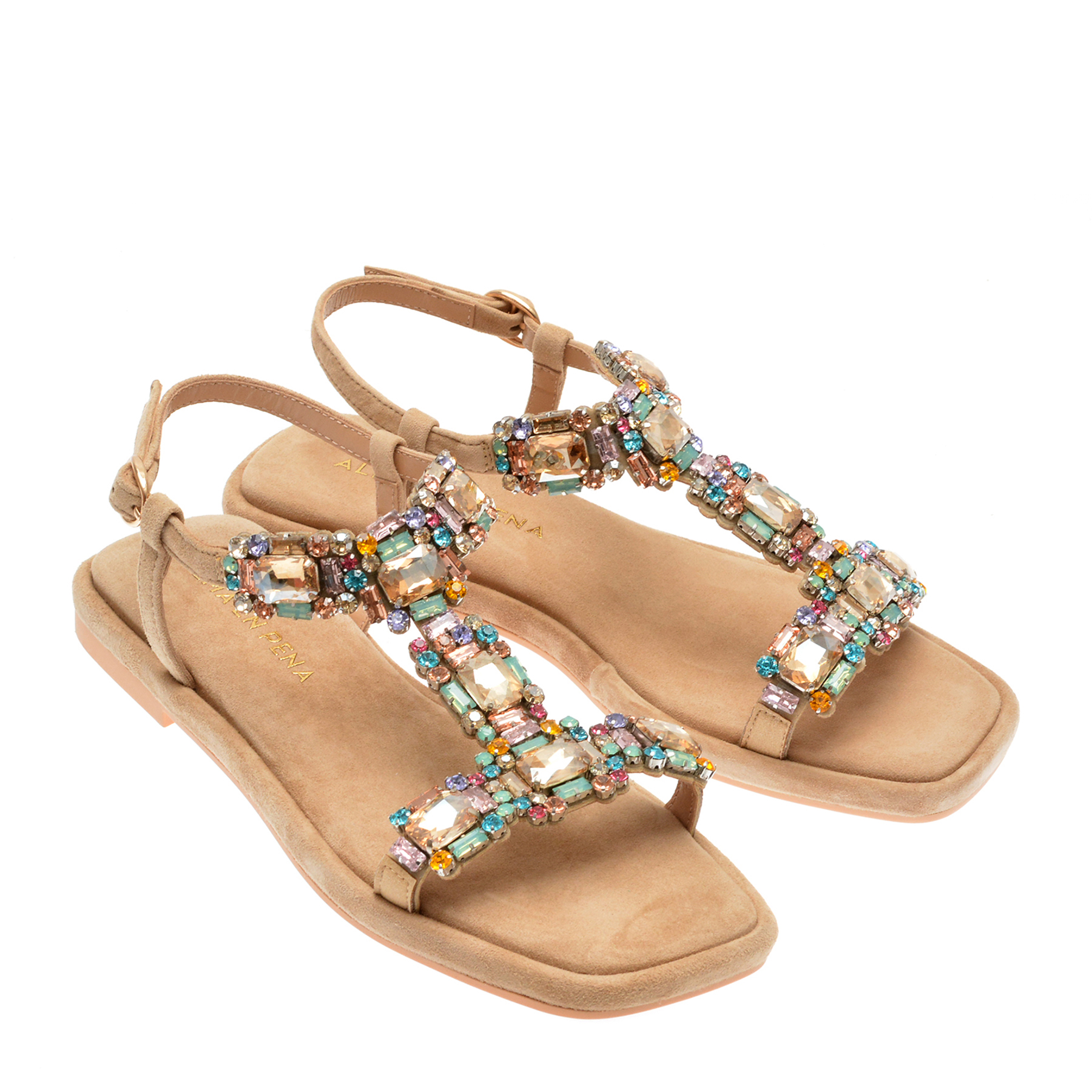 Sandale casual ALMA EN PENA bej, 823, din piele intoarsa - imagine 4