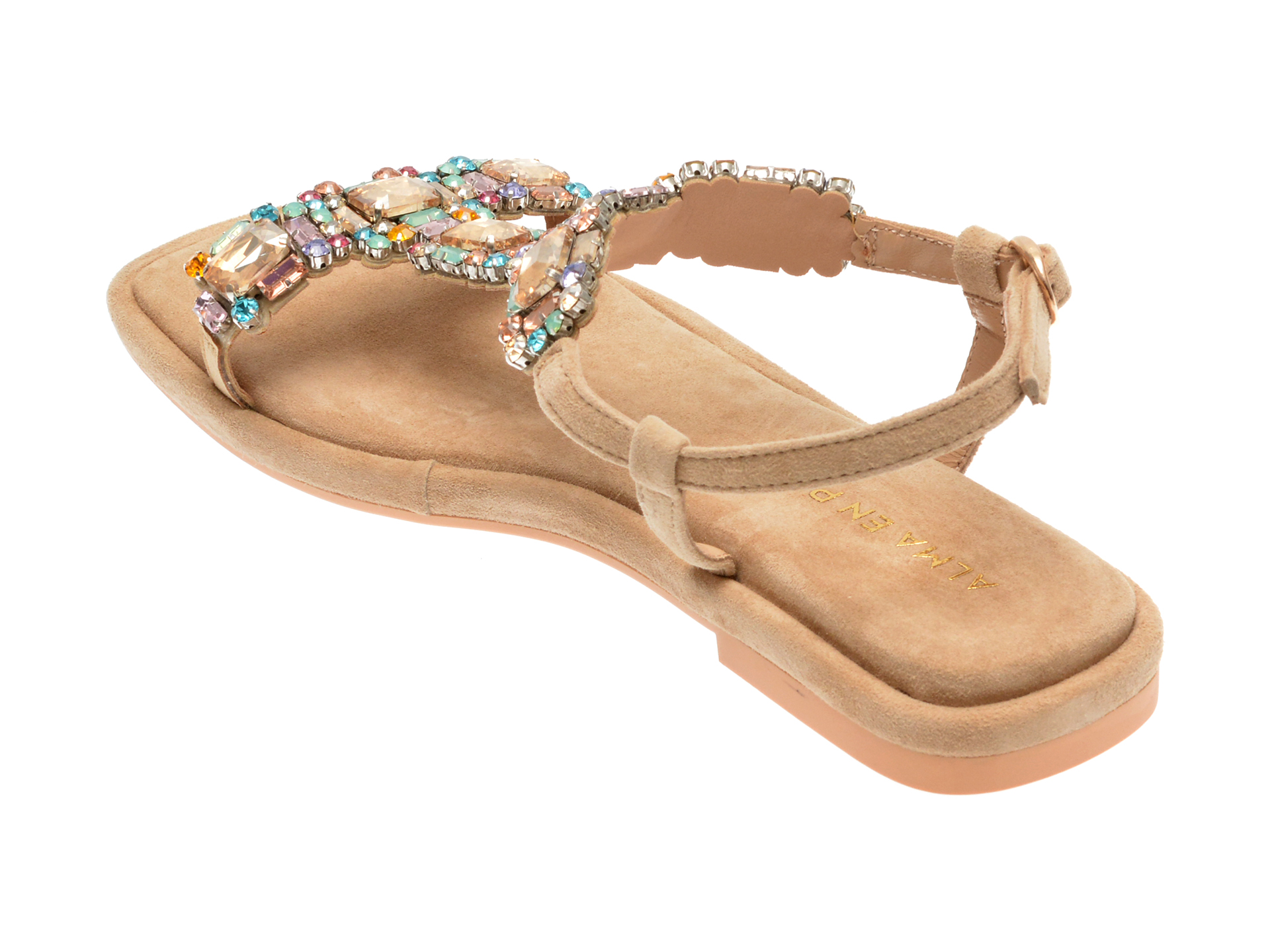 Sandale casual ALMA EN PENA bej, 823, din piele intoarsa - imagine 5