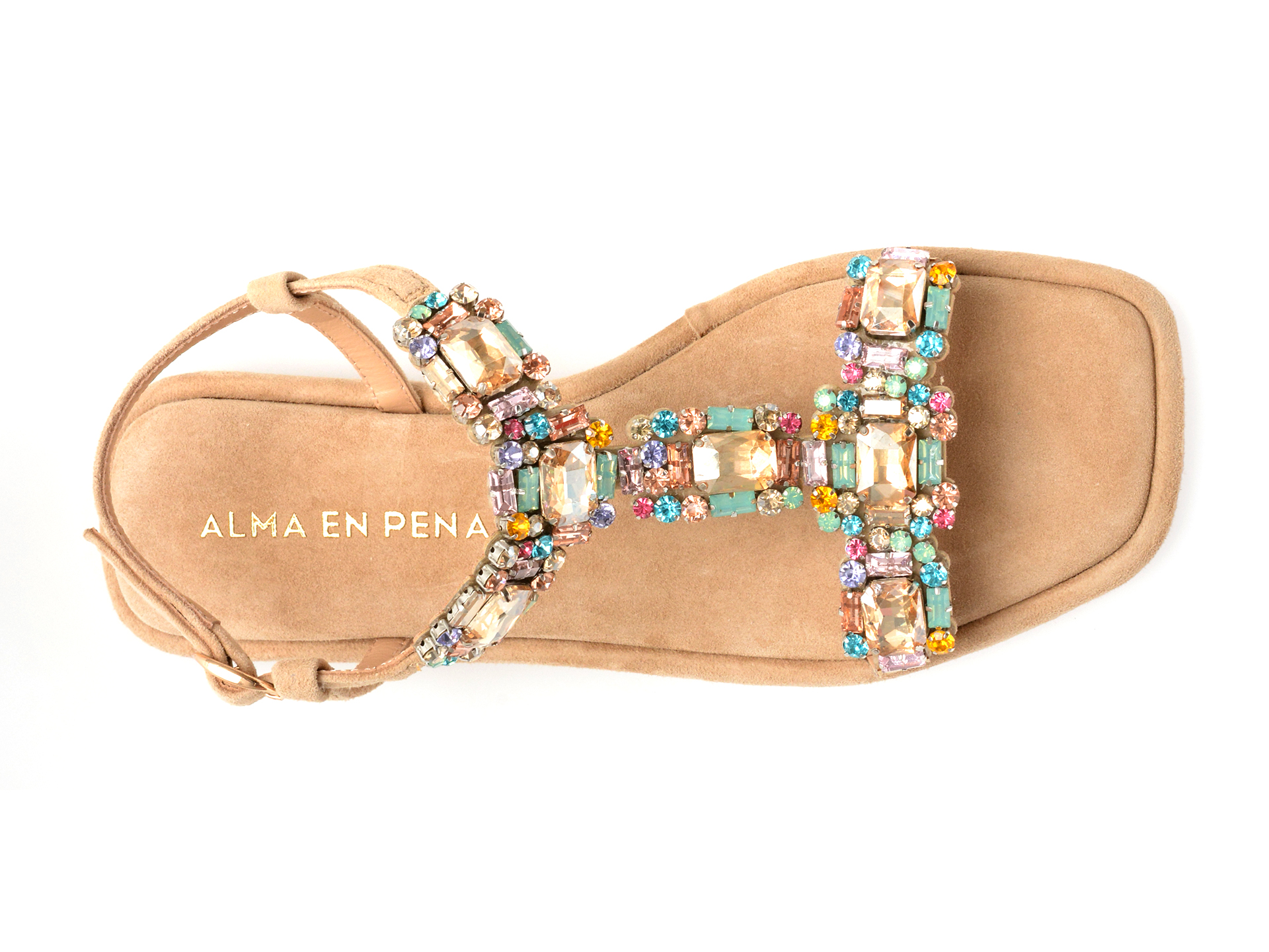 Sandale casual ALMA EN PENA bej, 823, din piele intoarsa - imagine 6
