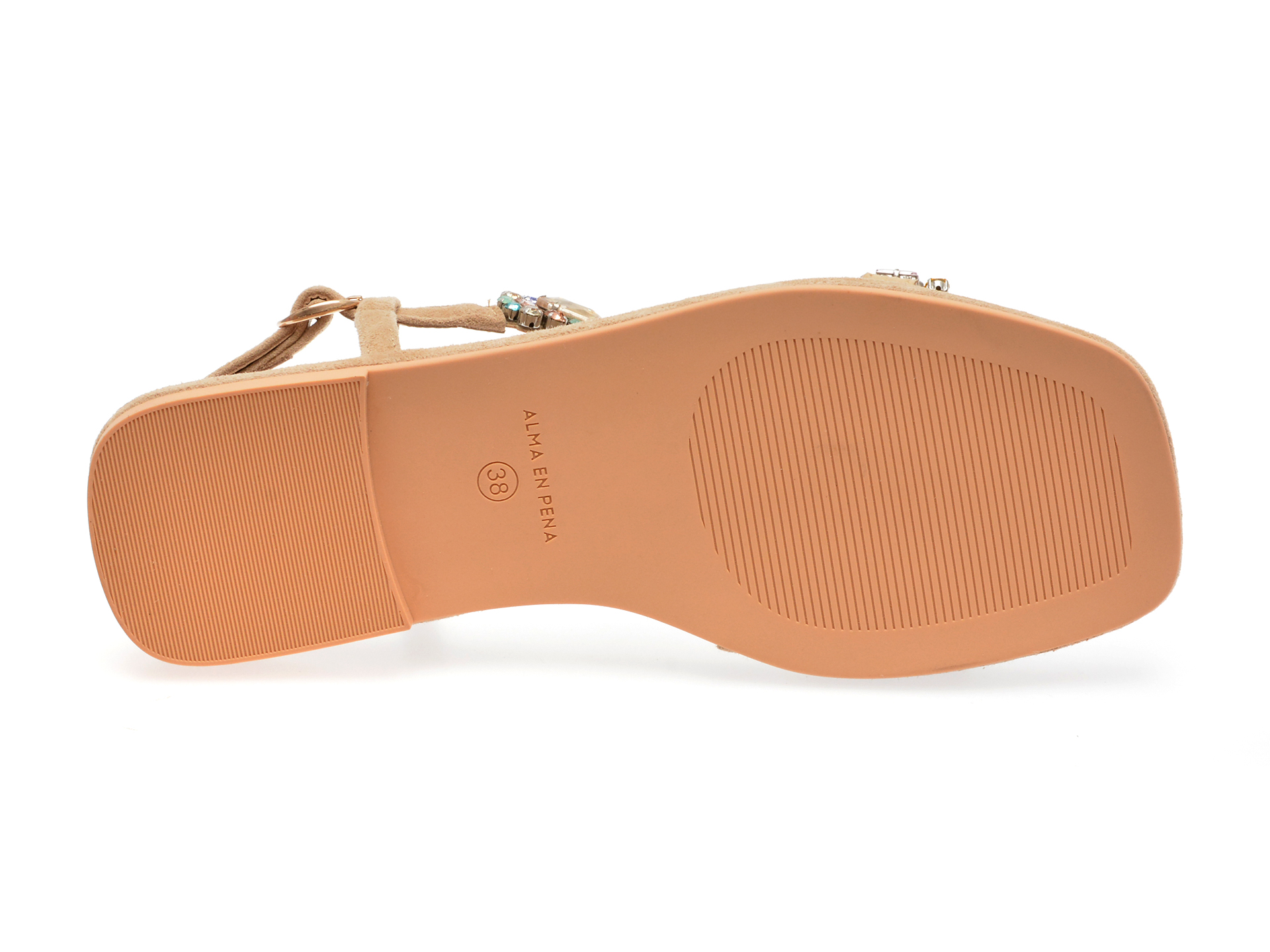 Sandale casual ALMA EN PENA bej, 823, din piele intoarsa - imagine 7