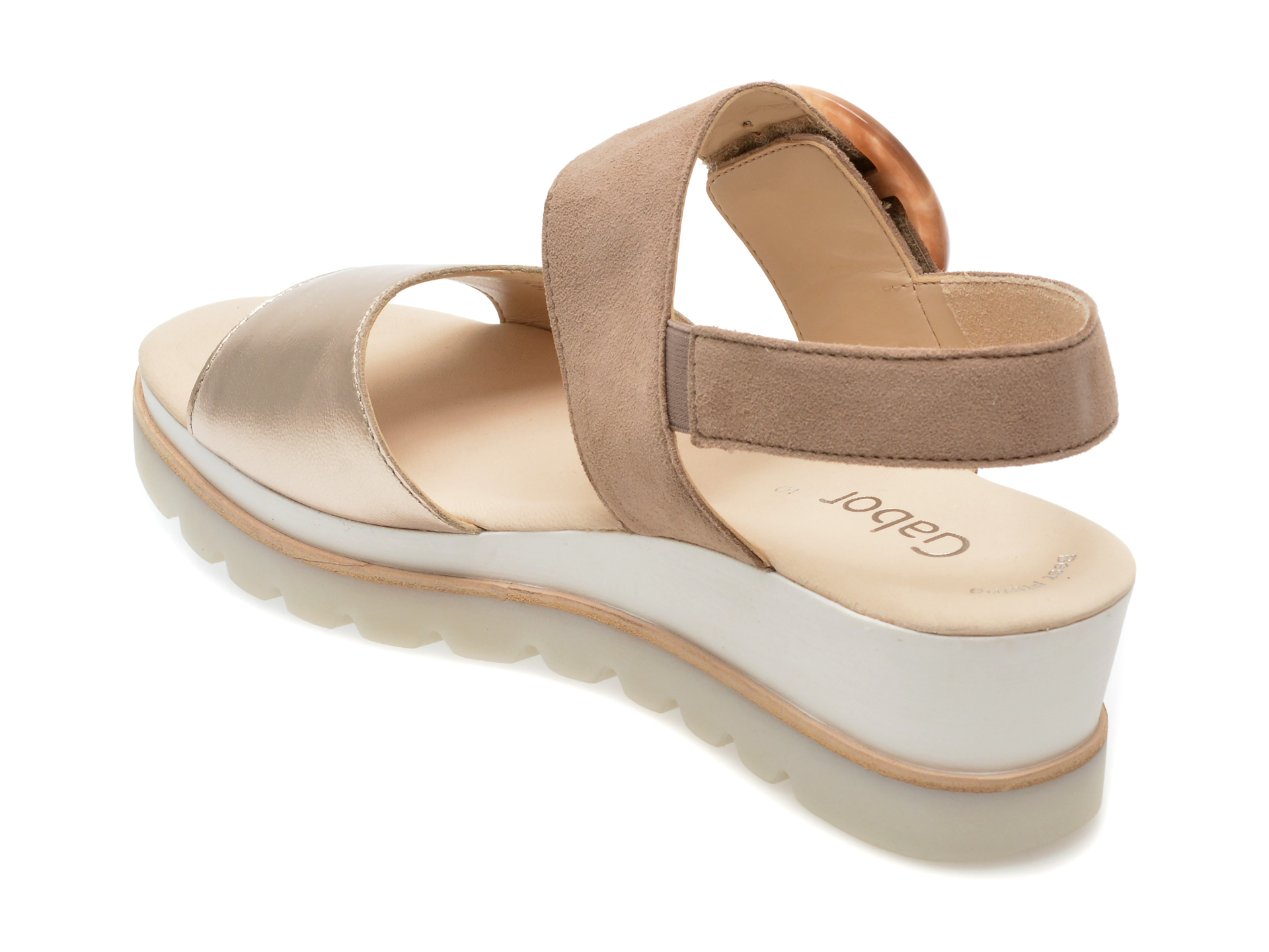 Sandale casual GABOR bej, 44645, din piele intoarsa - imagine 5