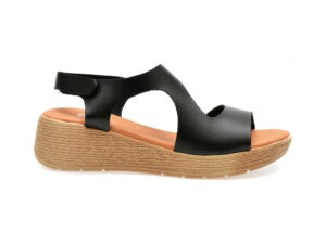 Sandale casual IMAGE negre, DUSAMBE, din piele naturala