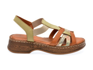 Sandale casual IMAGE verzi, 8406, din piele naturala