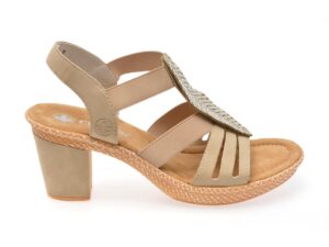 Sandale casual RIEKER bej, 66526, din piele ecologica